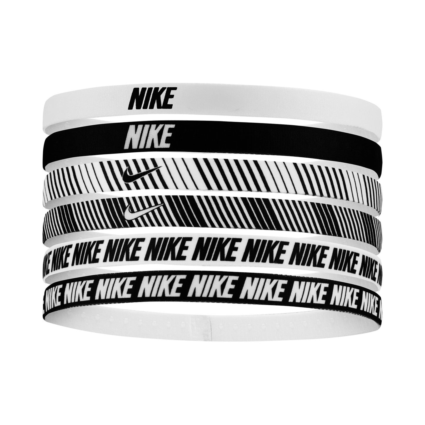 Nike Nike Flex Classic Printed Haarband Verpakking 6 Stuks-Wit,Zwart Nike Nike Flex Classic Printed Haarband Verpakking 6 Stuks-Wit,Zwart