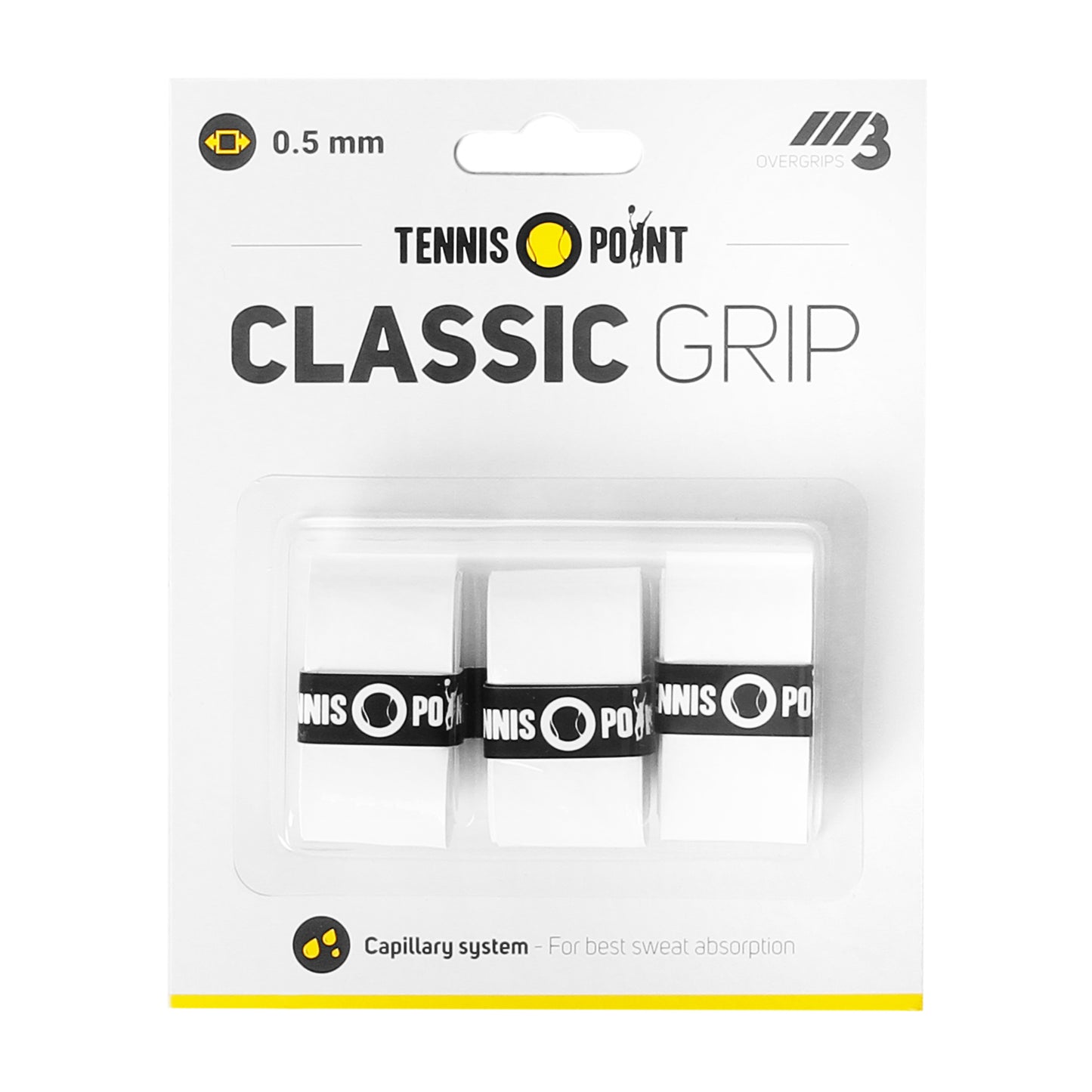 Tennis-Point Classic Grip Verpakking 3 stuks - wit Tennis-Point Classic Grip Verpakking 3 stuks - wit