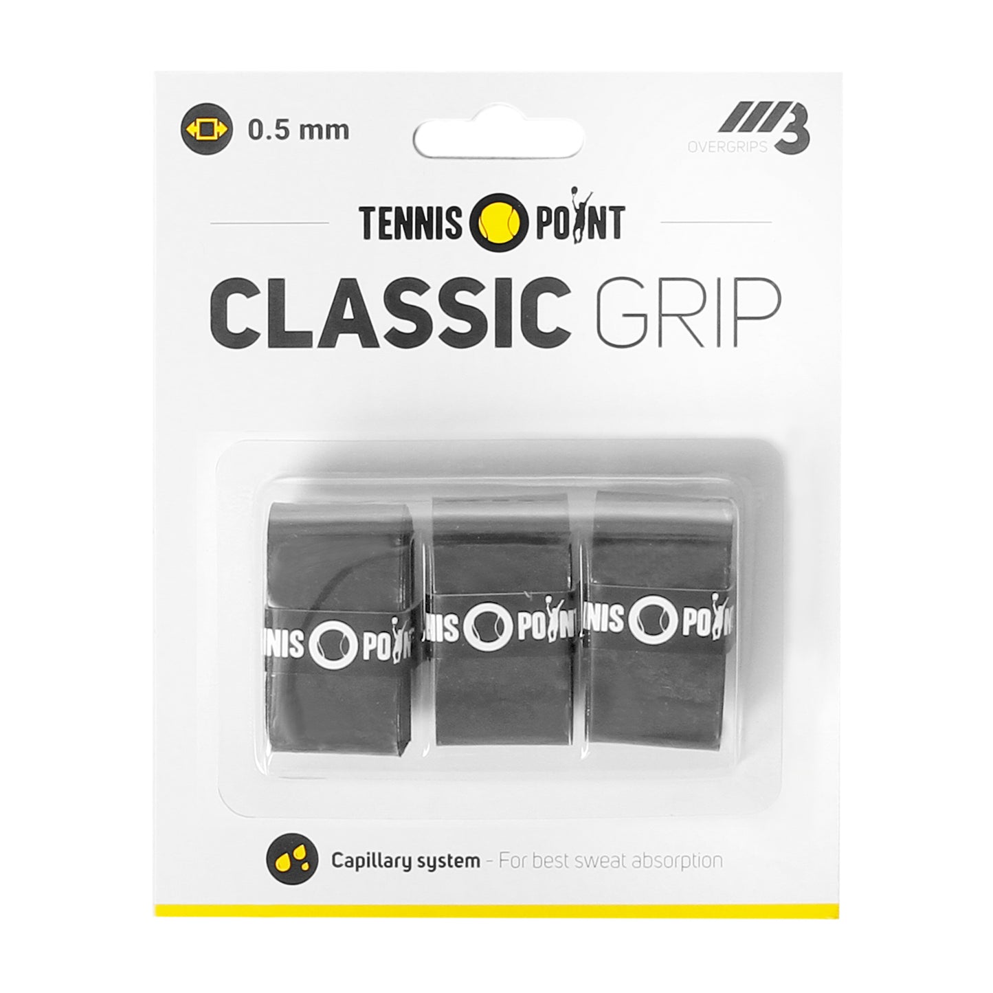 Tennis-Point Classic Grip Verpakking 3 stuks - zwart Tennis-Point Classic Grip Verpakking 3 stuks - zwart