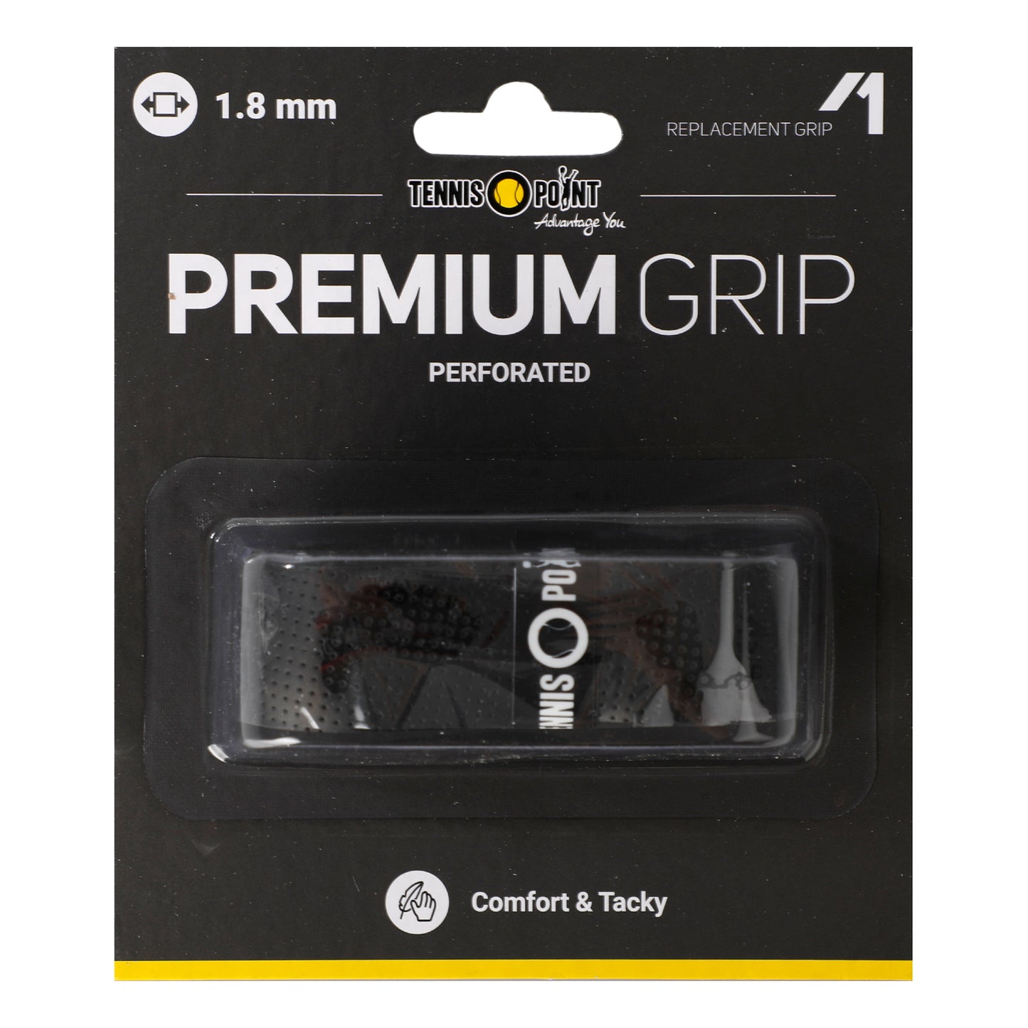 Tennis-Point Premium Grip Perforated Verpakking 1 Stuk-Zwart Tennis-Point Premium Grip Perforated Verpakking 1 Stuk-Zwart