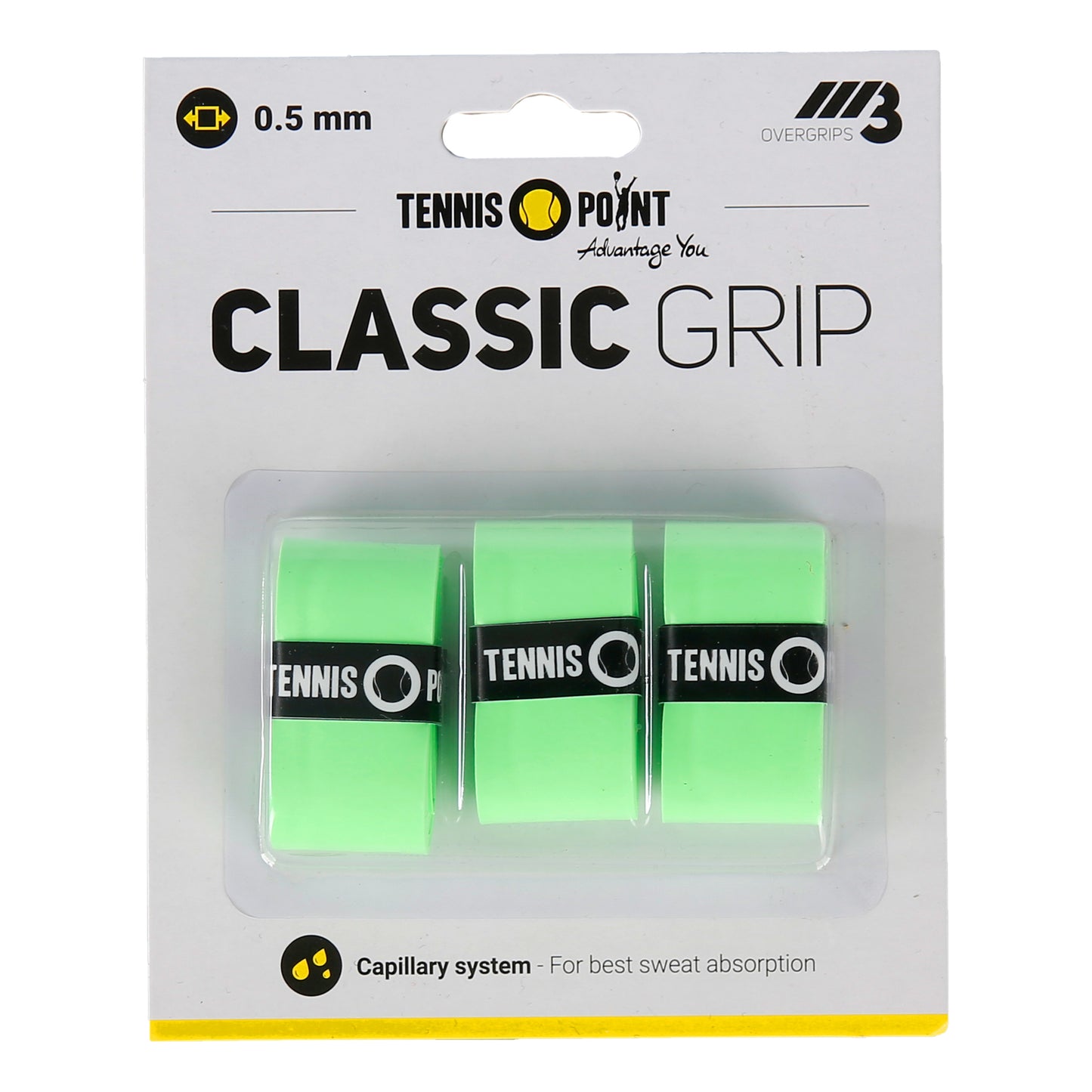 Tennis-Point Classic Grip Verpakking 3 stuks - groen Tennis-Point Classic Grip Verpakking 3 stuks - groen