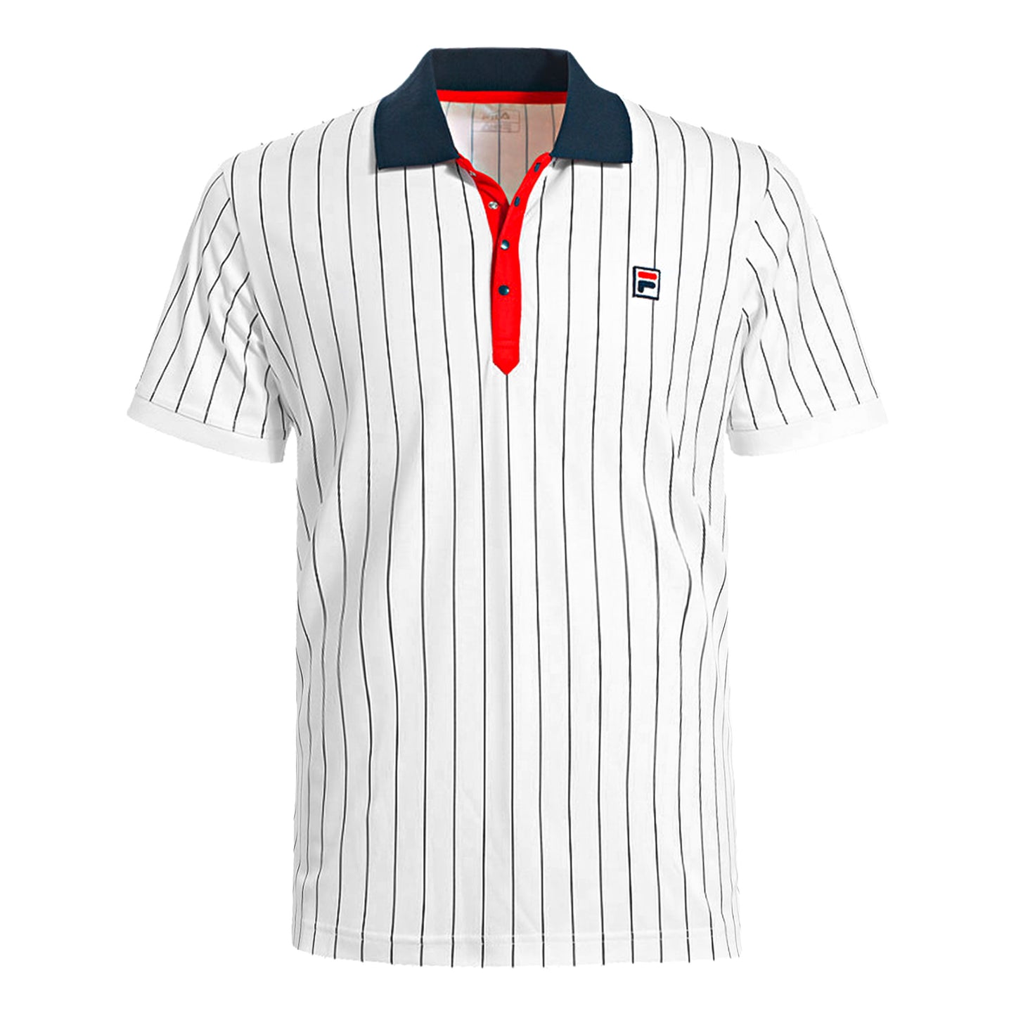 Fila Stripes Polo Heren-Wit,Donkerblauw