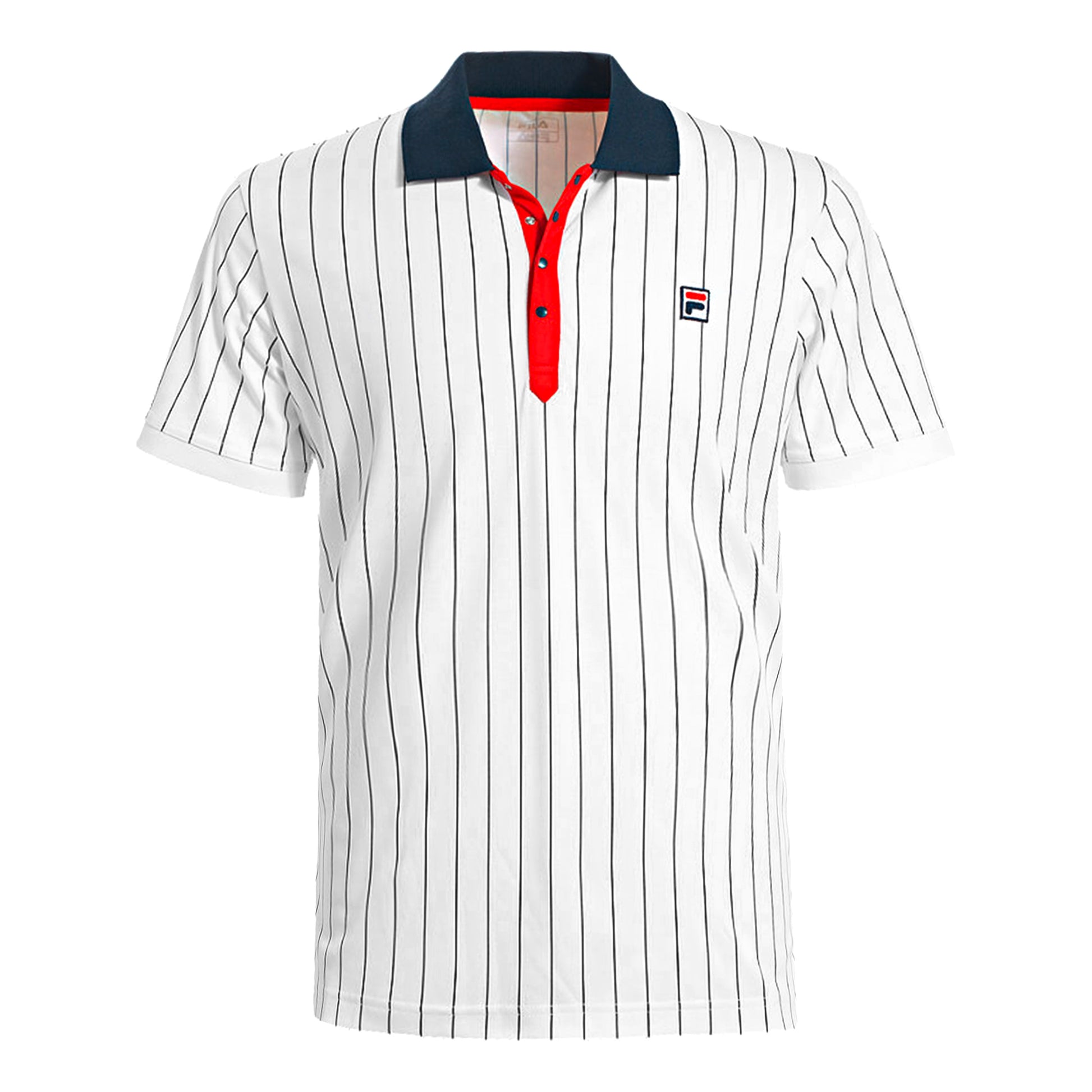 Fila Stripes Polo Heren-Wit,Donkerblauw