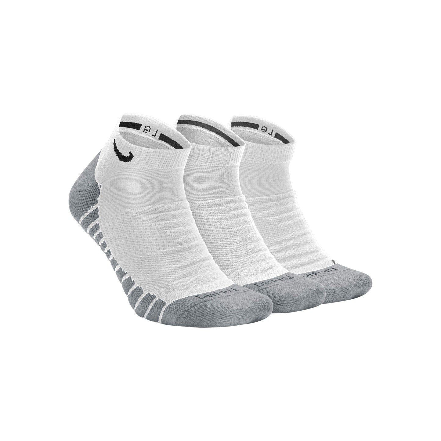 Nike Everyday Max Cushion No-Show Tennissokken Verpakking 3 stuks Unisex - wit, grijs