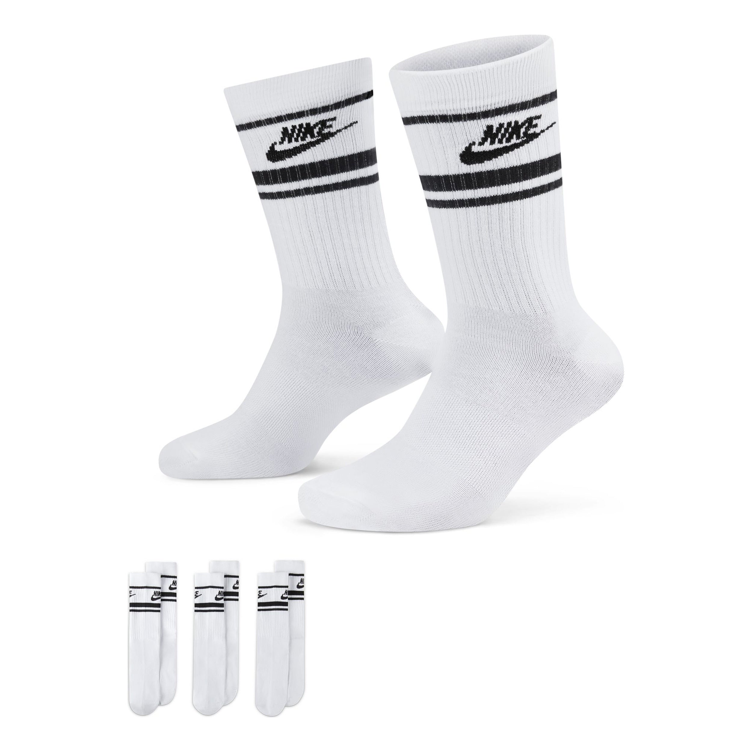 Nike Sportswear Everyday Essential Chaussettes De Tennis Pack De 3-Blanc,Noir