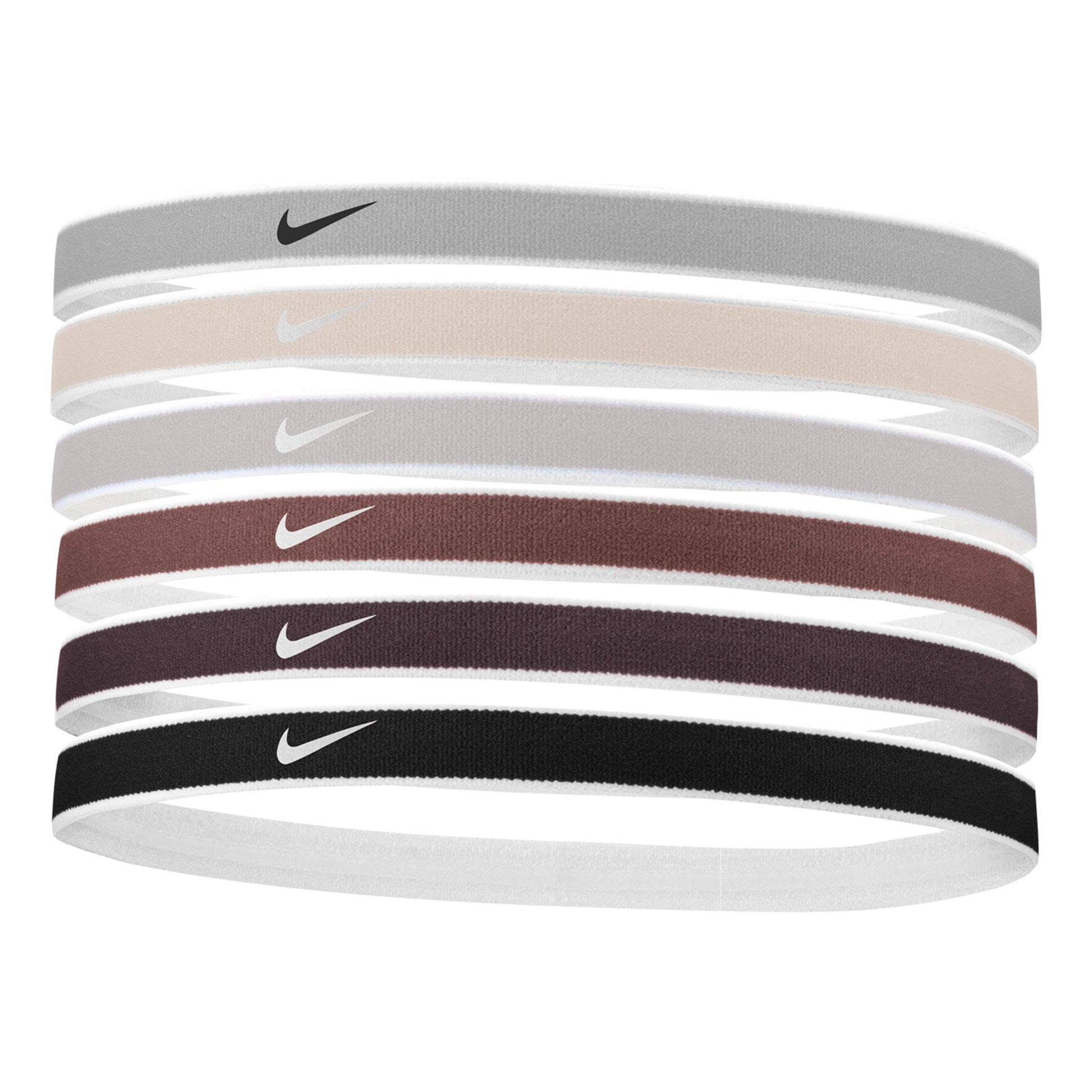 Nike Swoosh Sport Tipped Bandeau Pack de 6 Unisex - crème, noir