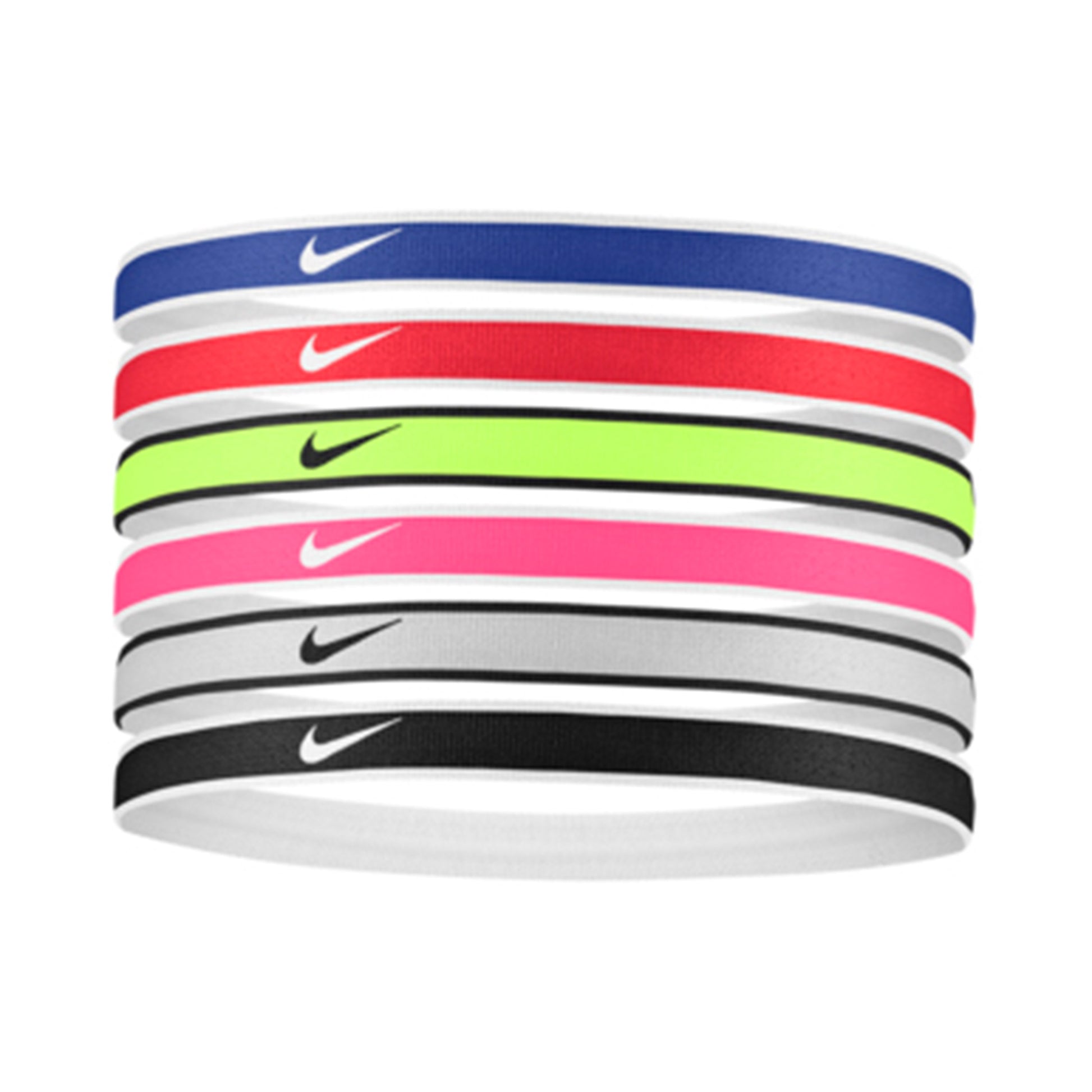 Nike Swoosh Sport Tipped Haarband Verpakking 6 Stuks-Rood,Blauw