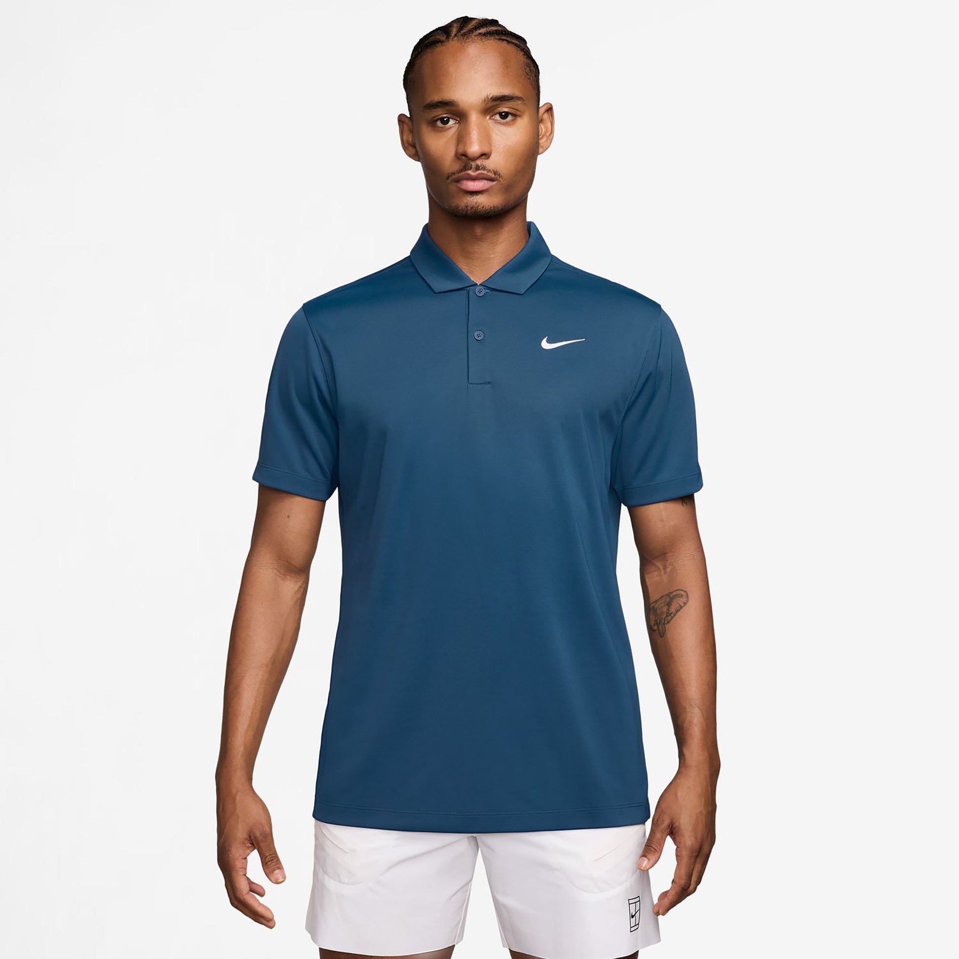 Nike Dri-Fit Victory Court Solid Polo Heren - petrolblauw, wit