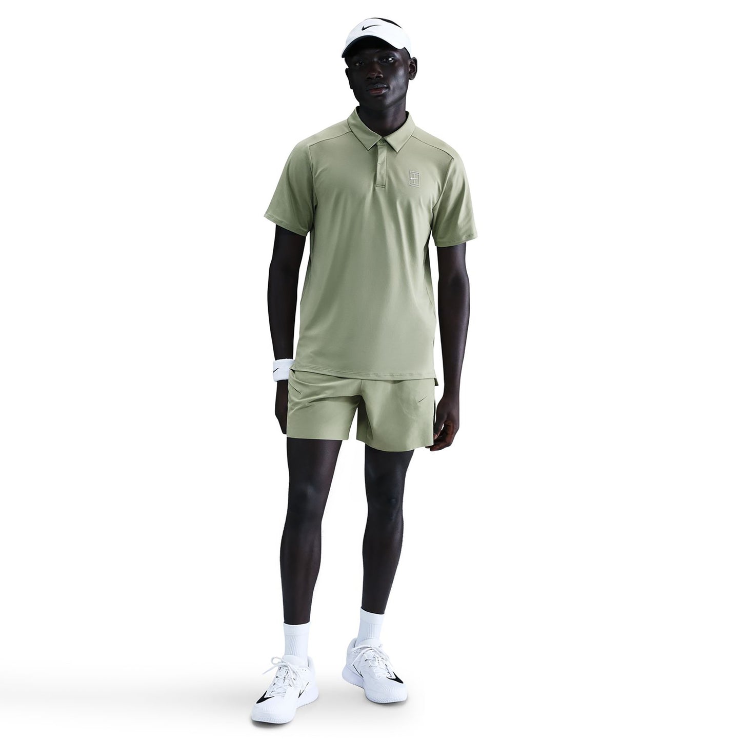 Nike Court Dri-FIT Advantage Polo Hommes - vert olive, blanc