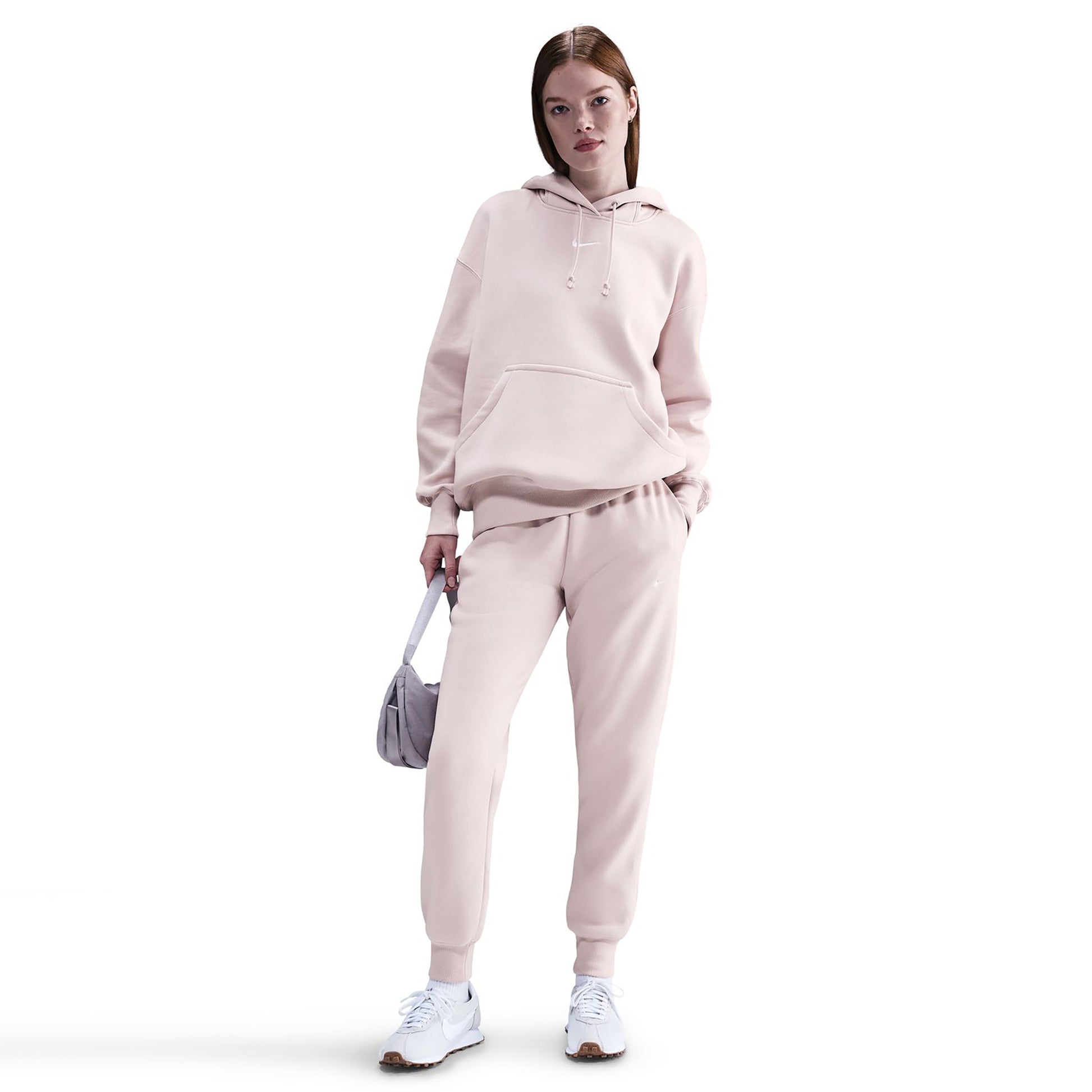 Nike Phoenix Fleece Mid Rise Trainingsbroek Dames-oud roze