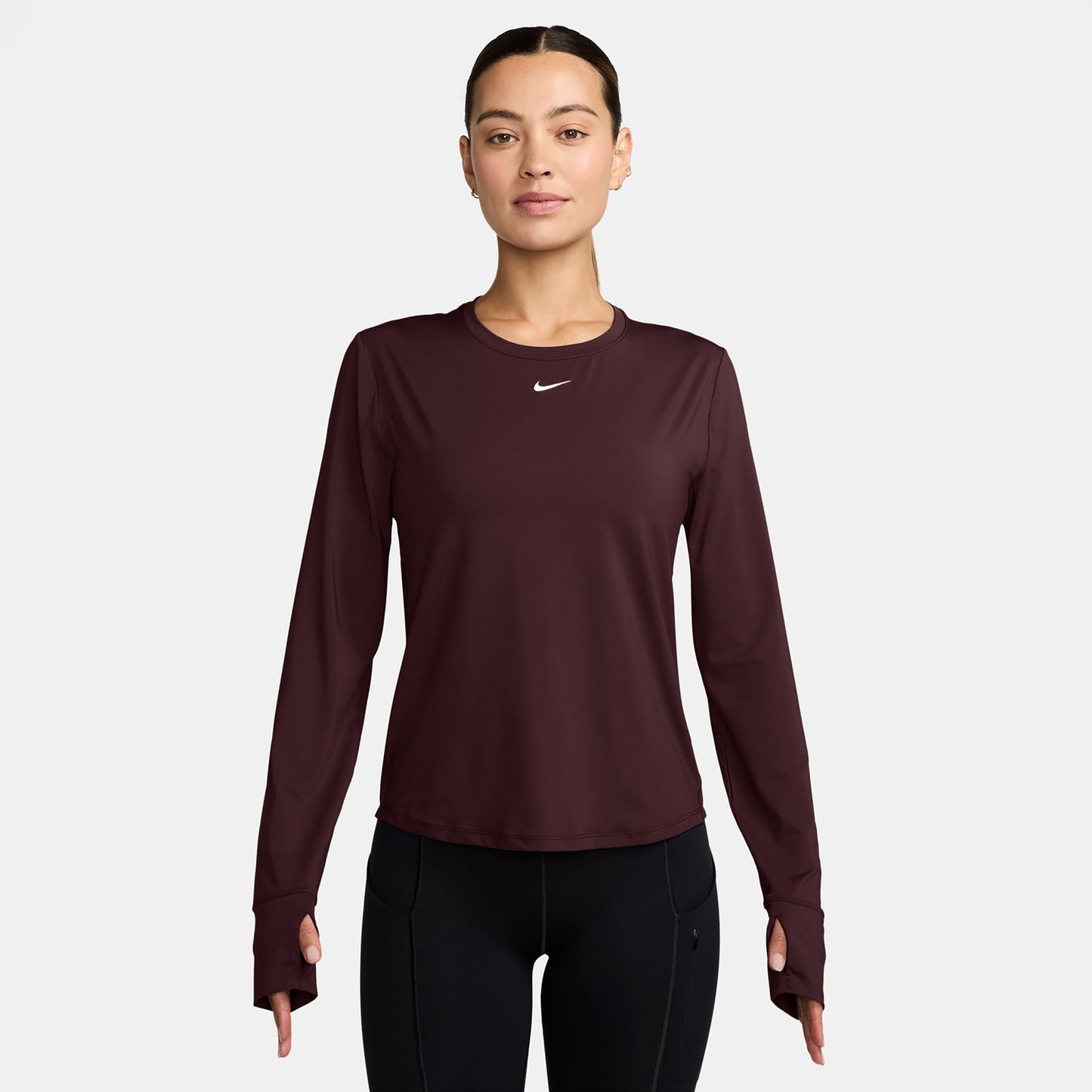 Nike One Classic Dri-FIT Longsleeve Dames - donkerrood, wit