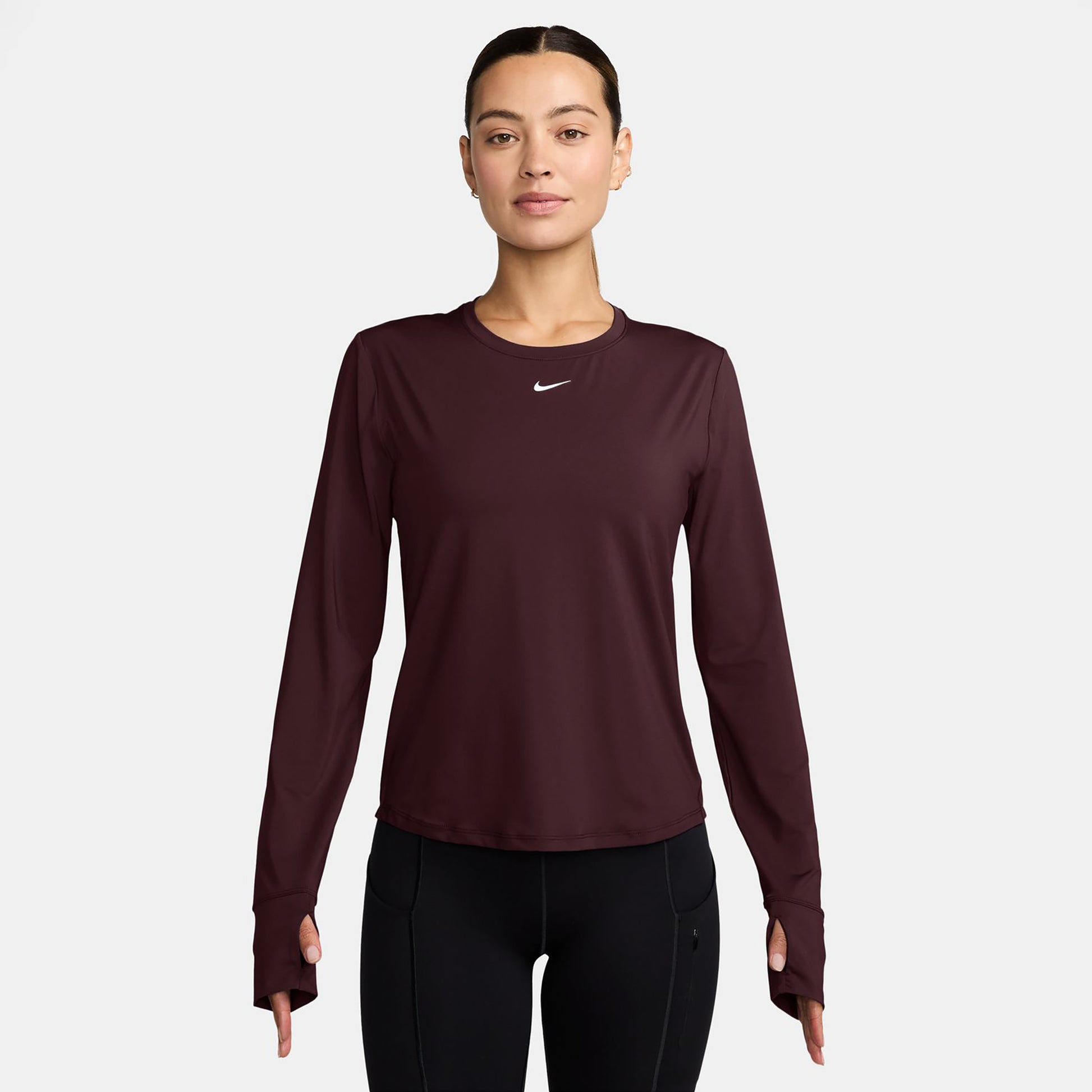 Nike One Classic Dri-FIT Longsleeve Dames - donkerrood, wit
