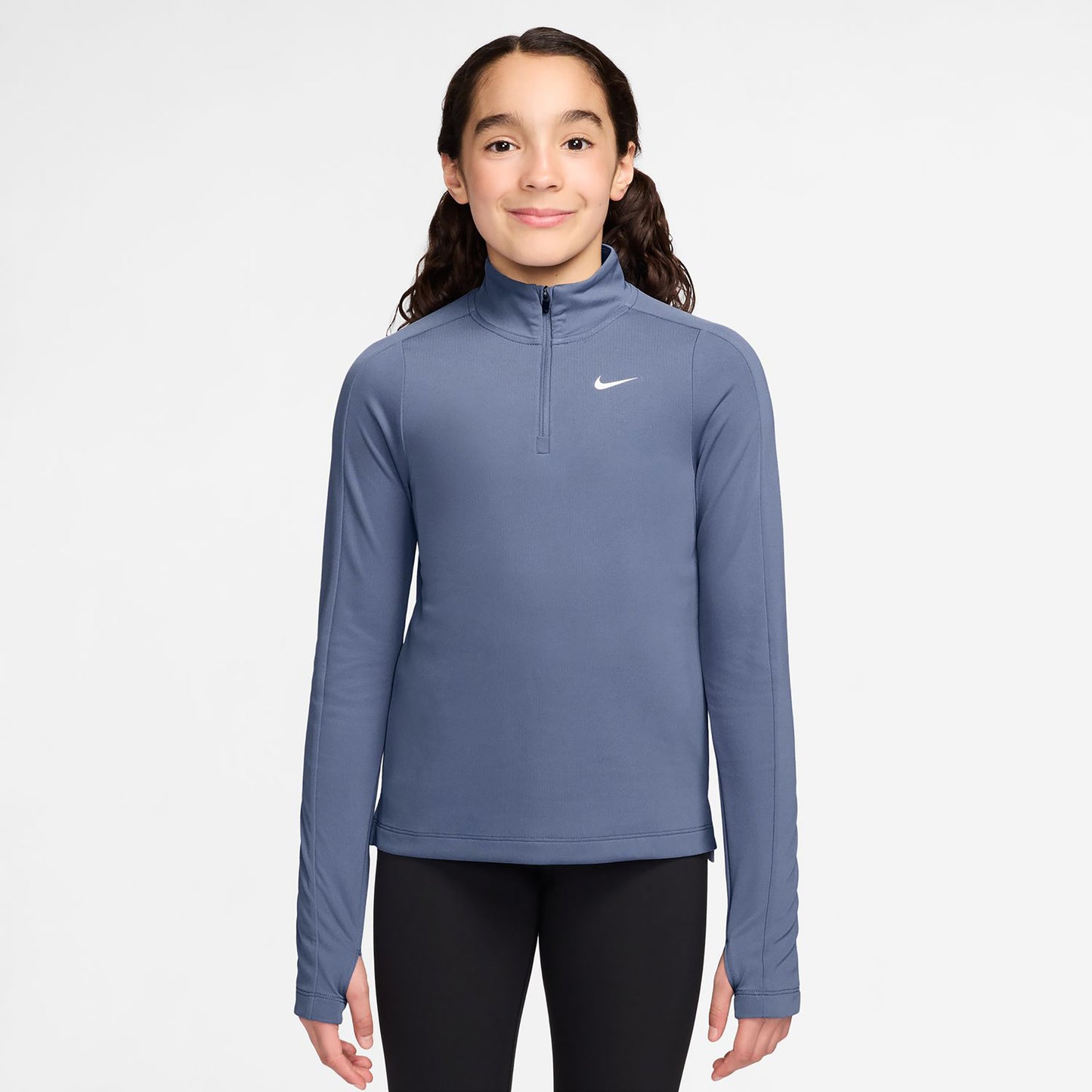 Nike Dri-Fit Half-Zip Haut manches longues Filles - bleu gris, blanc