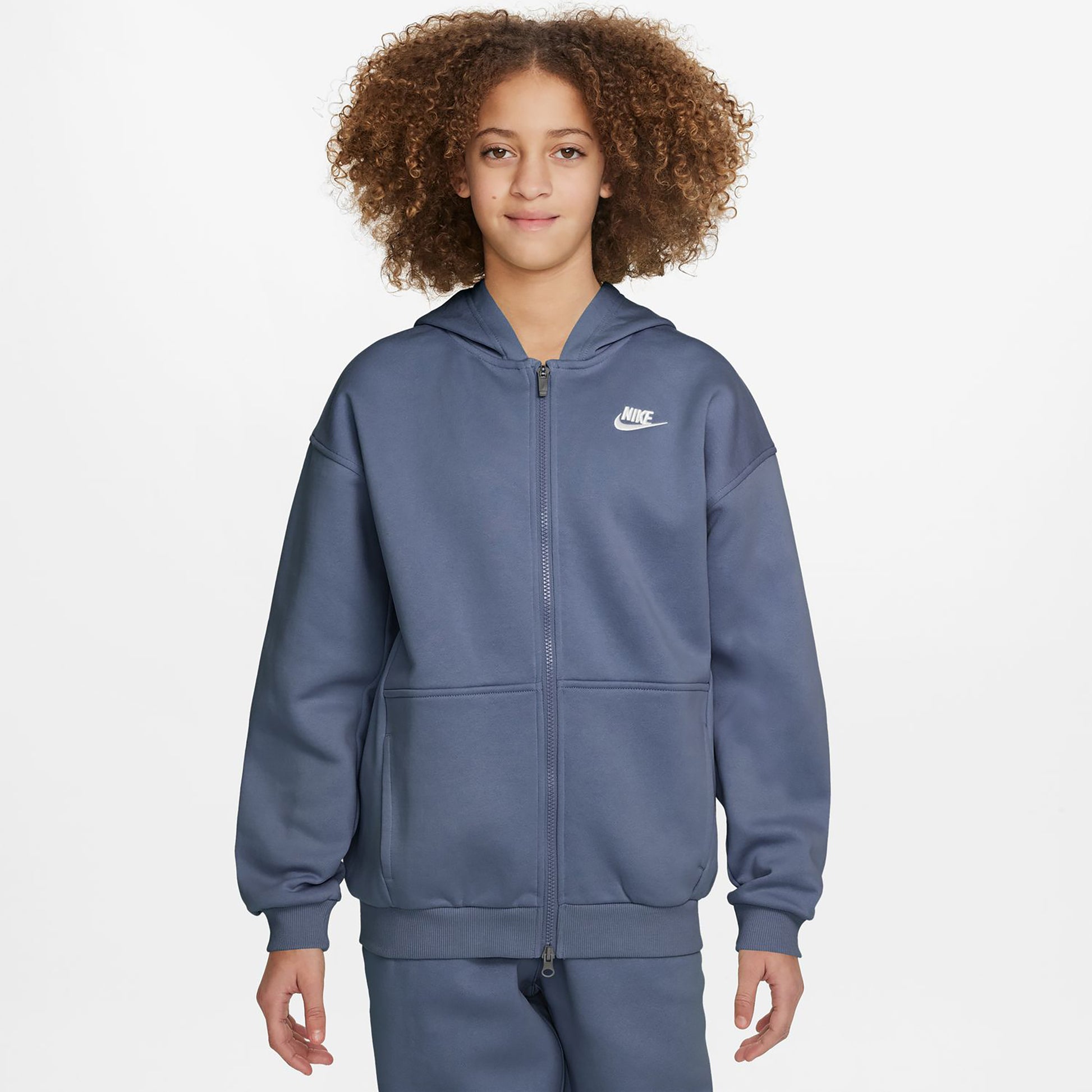 Nike Club Fleece Oversized Crew Sweatshirt Meisjes - blaugrau, wit