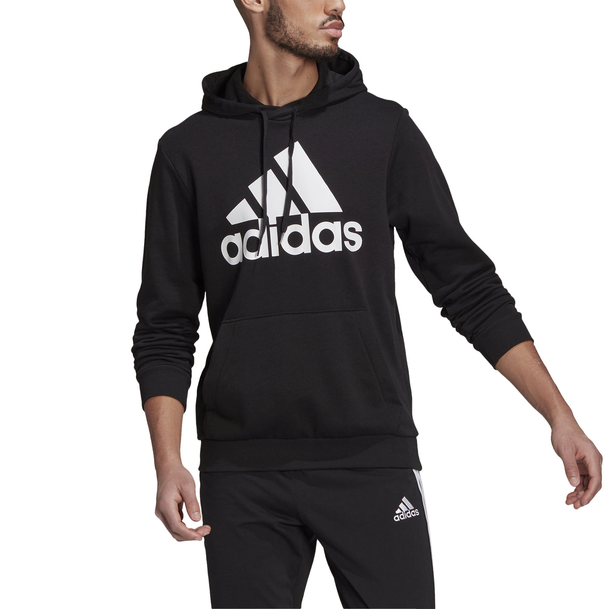 adidas Big Logo French Terry Sweat à capuche Hommes-noir, blanc