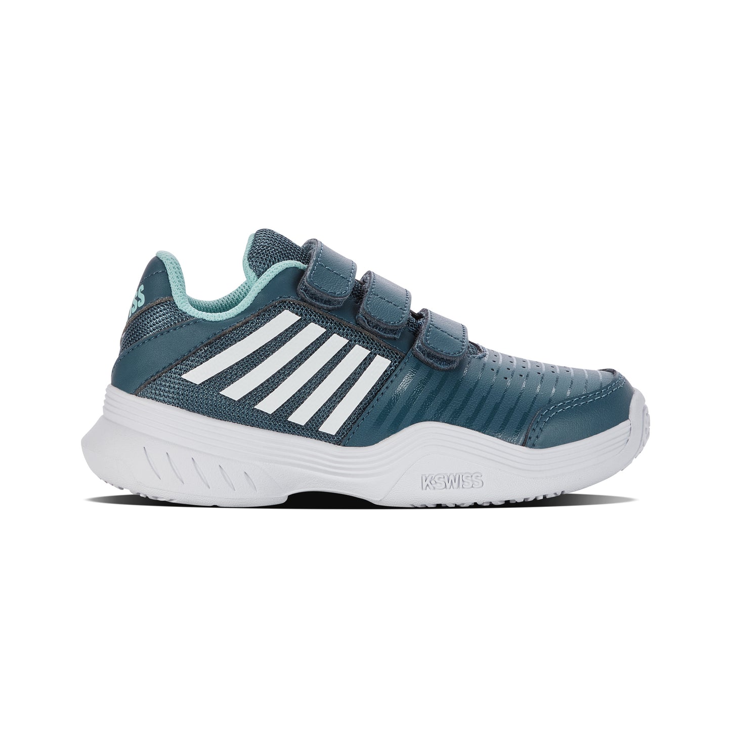 K-Swiss Court Express Strap Omni Chaussures Toutes Surfaces Enfants-Bleu Petrol, Blanc