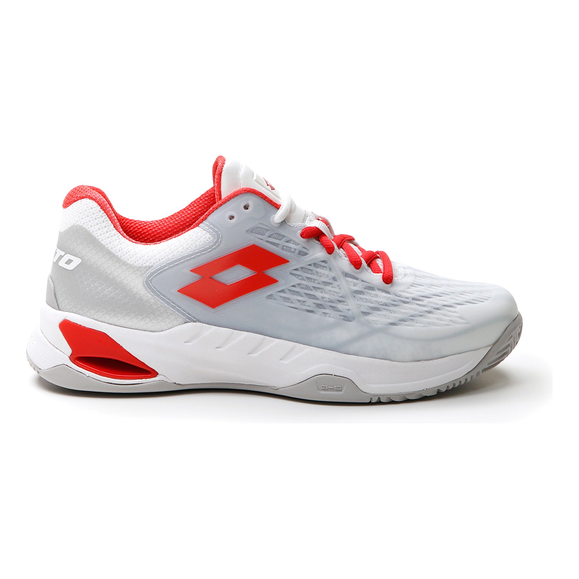 Lotto Mirage 100 Clay Gravelschoen Dames - wit, rood