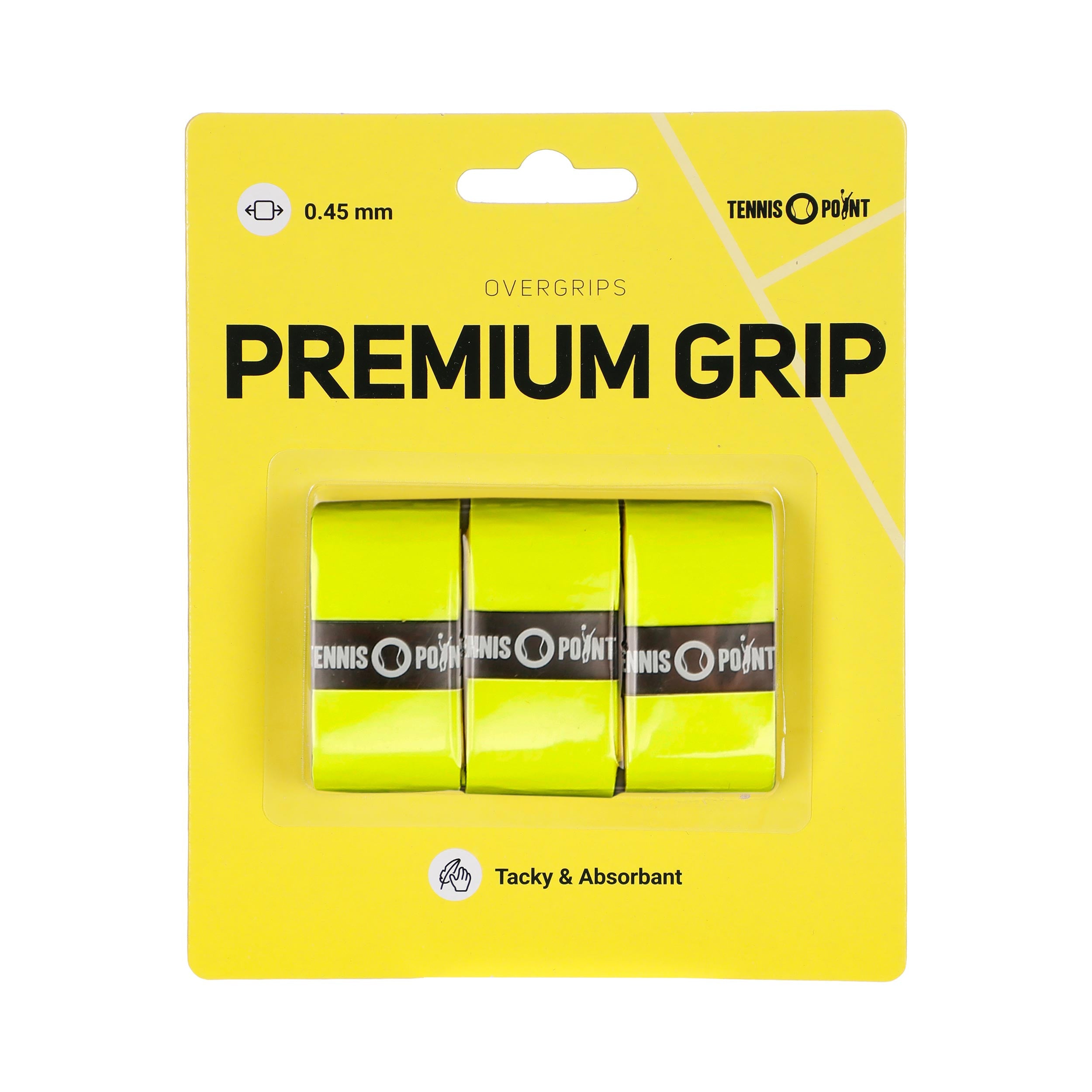 Tennis-Point Premium Grip Verpakking 3 Stuks-Geel