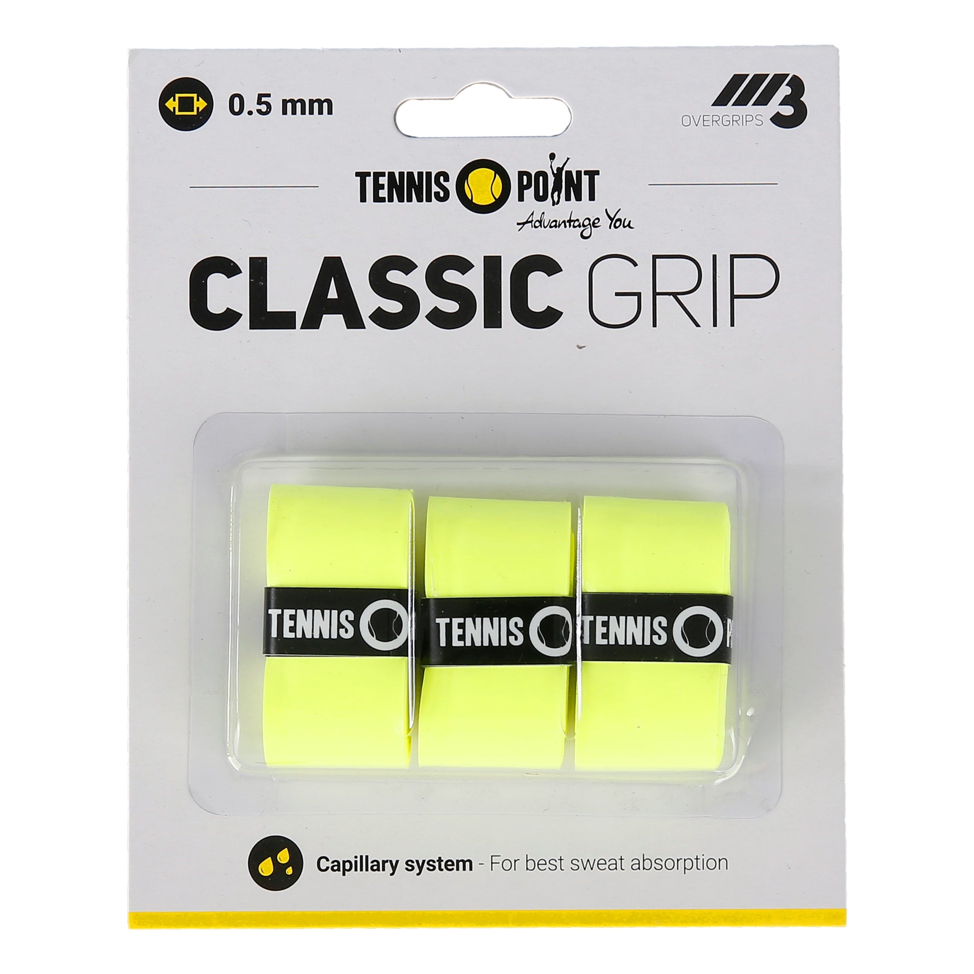 Tennis-Point Classic Grip Verpakking 3 stuks - geel