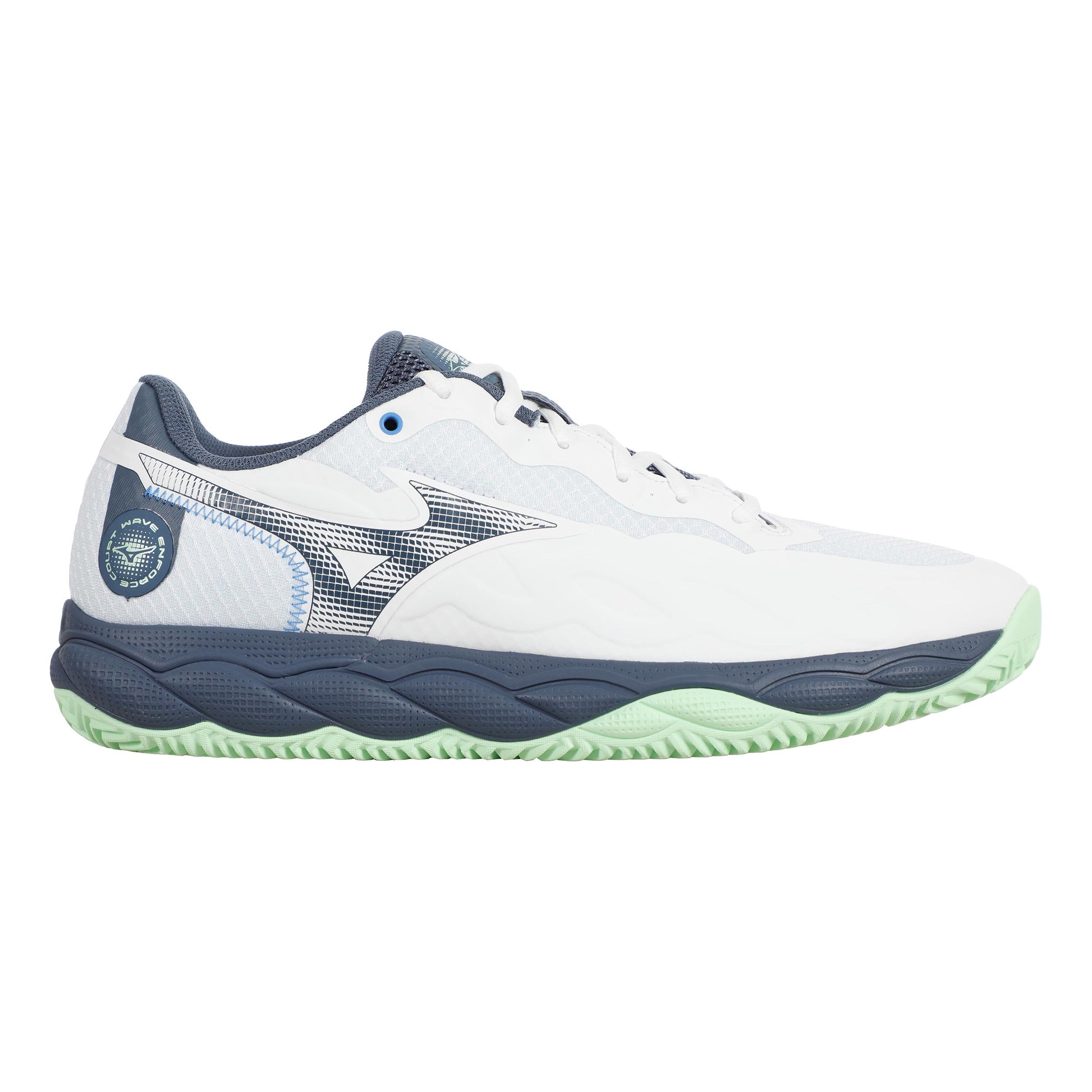 Mizuno Wave Enforce Court Chaussure Terre Battue Hommes-Blanc,Bleu Gris