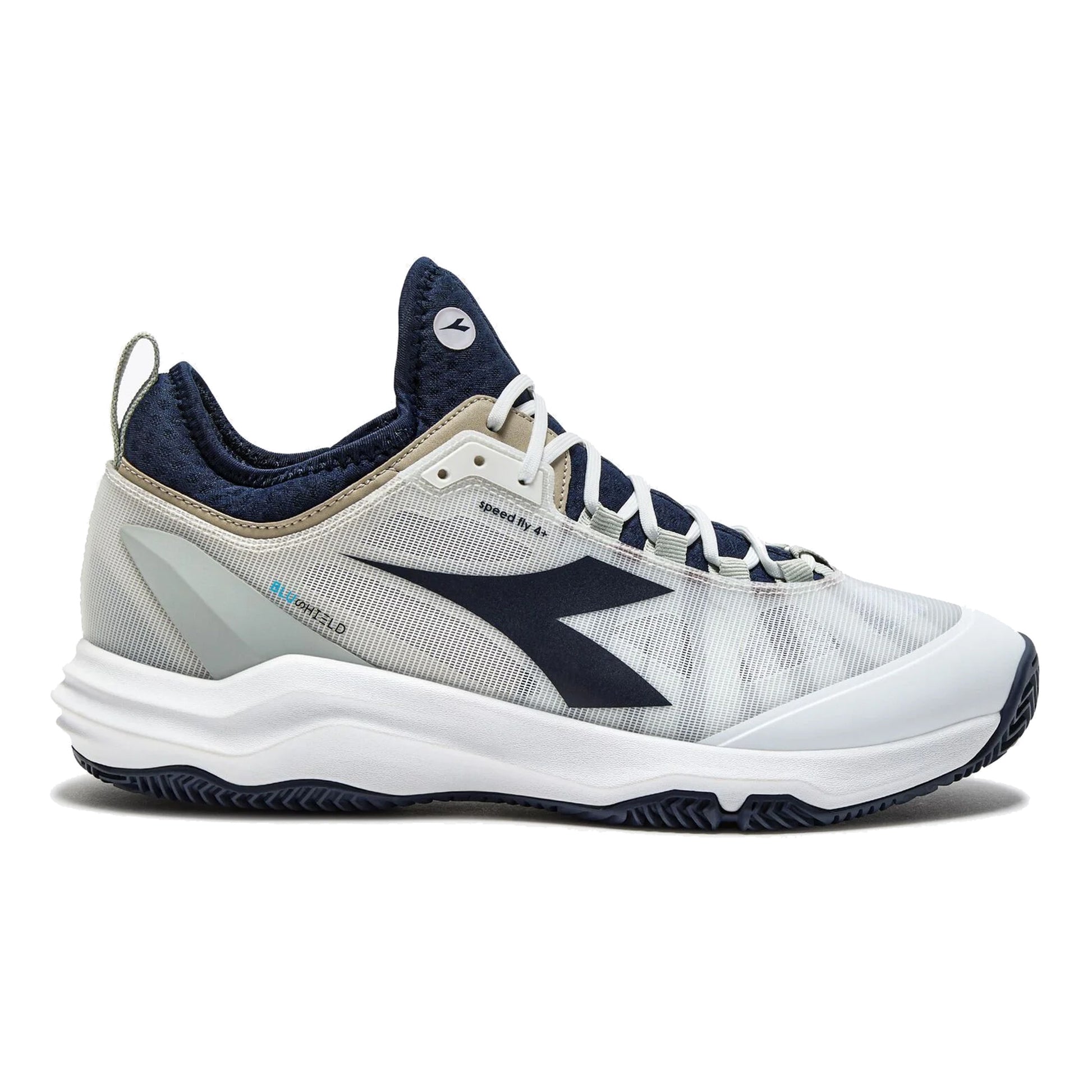 Diadora Speed Blushield Fly 4 + Chaussure terre battue Hommes-blanc,bleu foncé