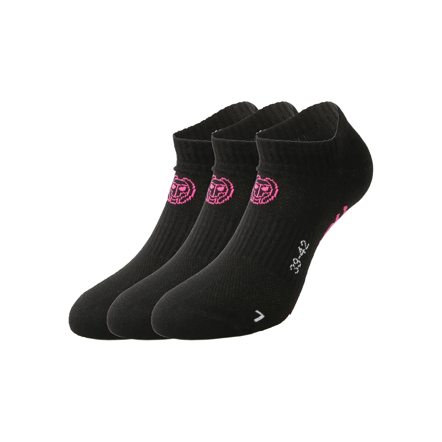 BIDI BADU Karli Tech No-Show Chaussettes De Sport Pack De 3-Noir,Pink