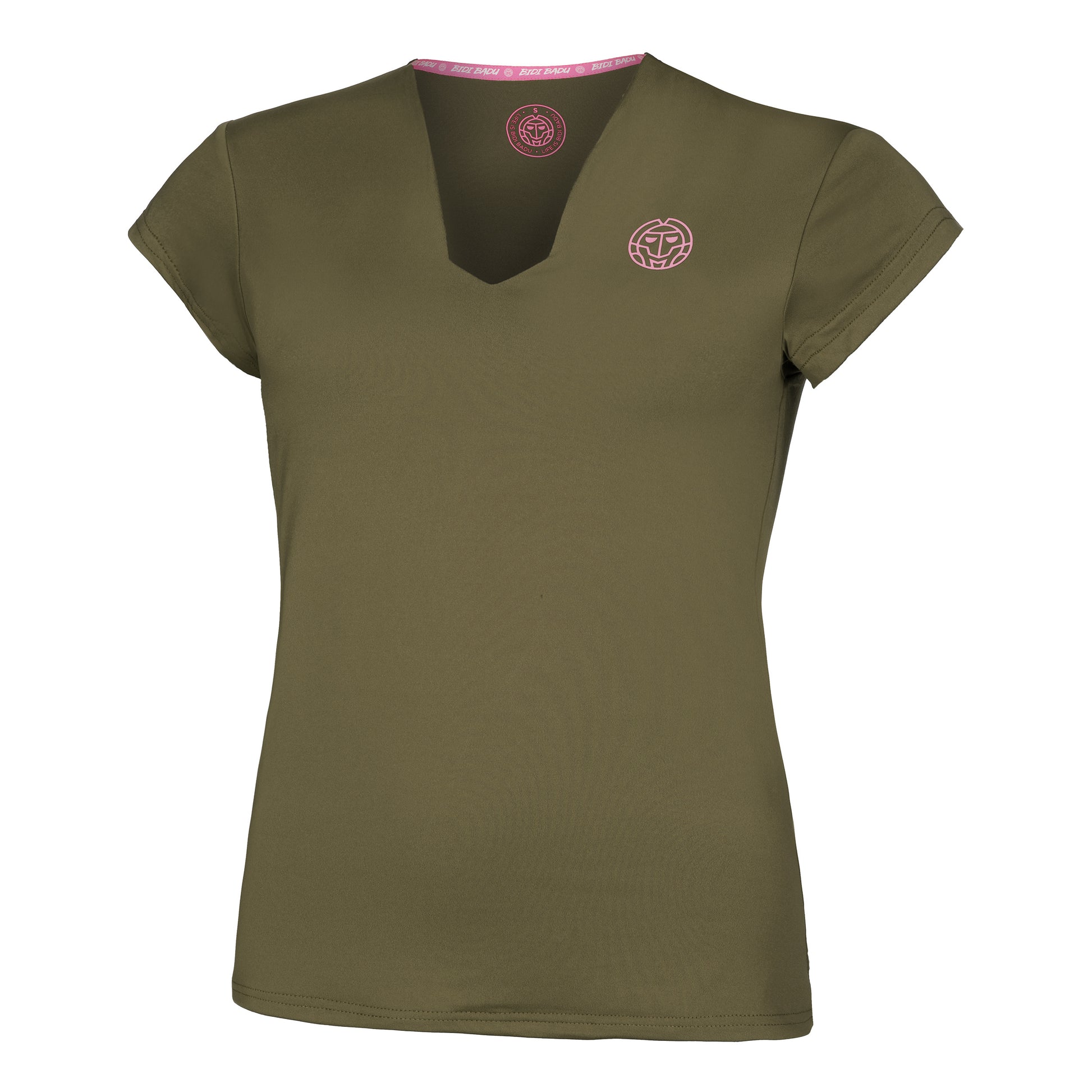 BIDI BADU Crew V-Neck T-shirt Dames - olijf,