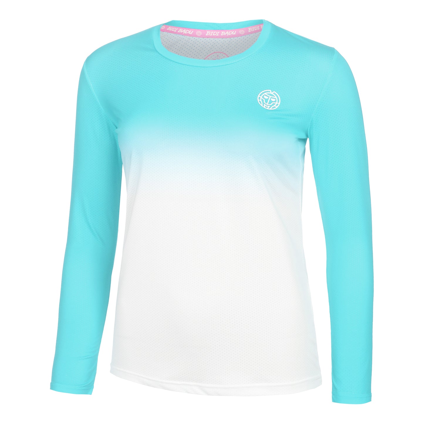 BIDI BADU Crew Gradiant Haut Manches Longues Femmes-Turquoise,Blanc