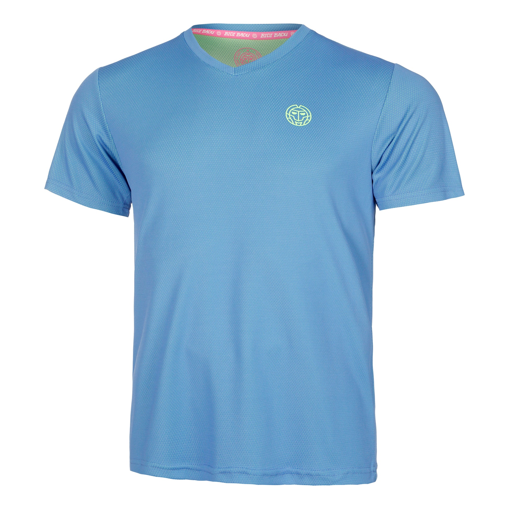 BIDI BADU Crew Inside Out V-Neck T-shirt Hommes-Bleu,Vert Fluo