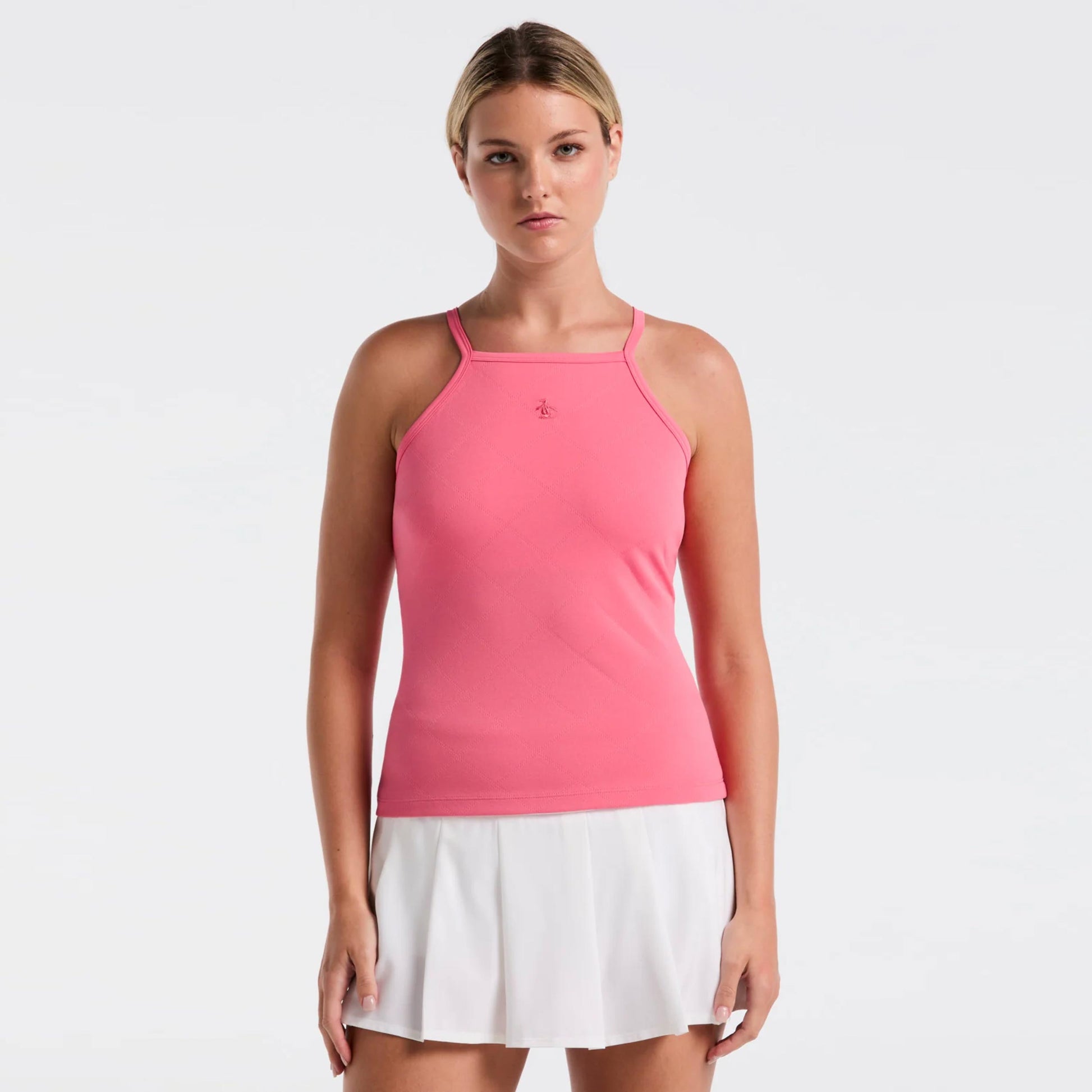 Original Penguin Grid Jacquard Débardeur Tank Top Femmes-Pink