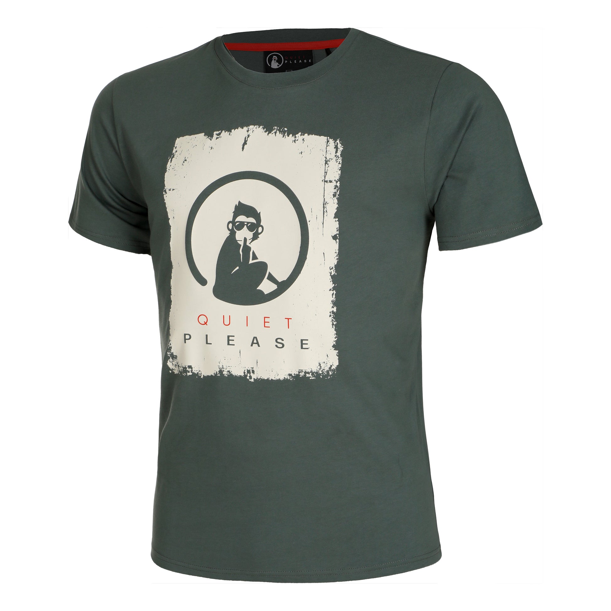 Quiet Please Scraped T-shirt Hommes - sauge, blanc