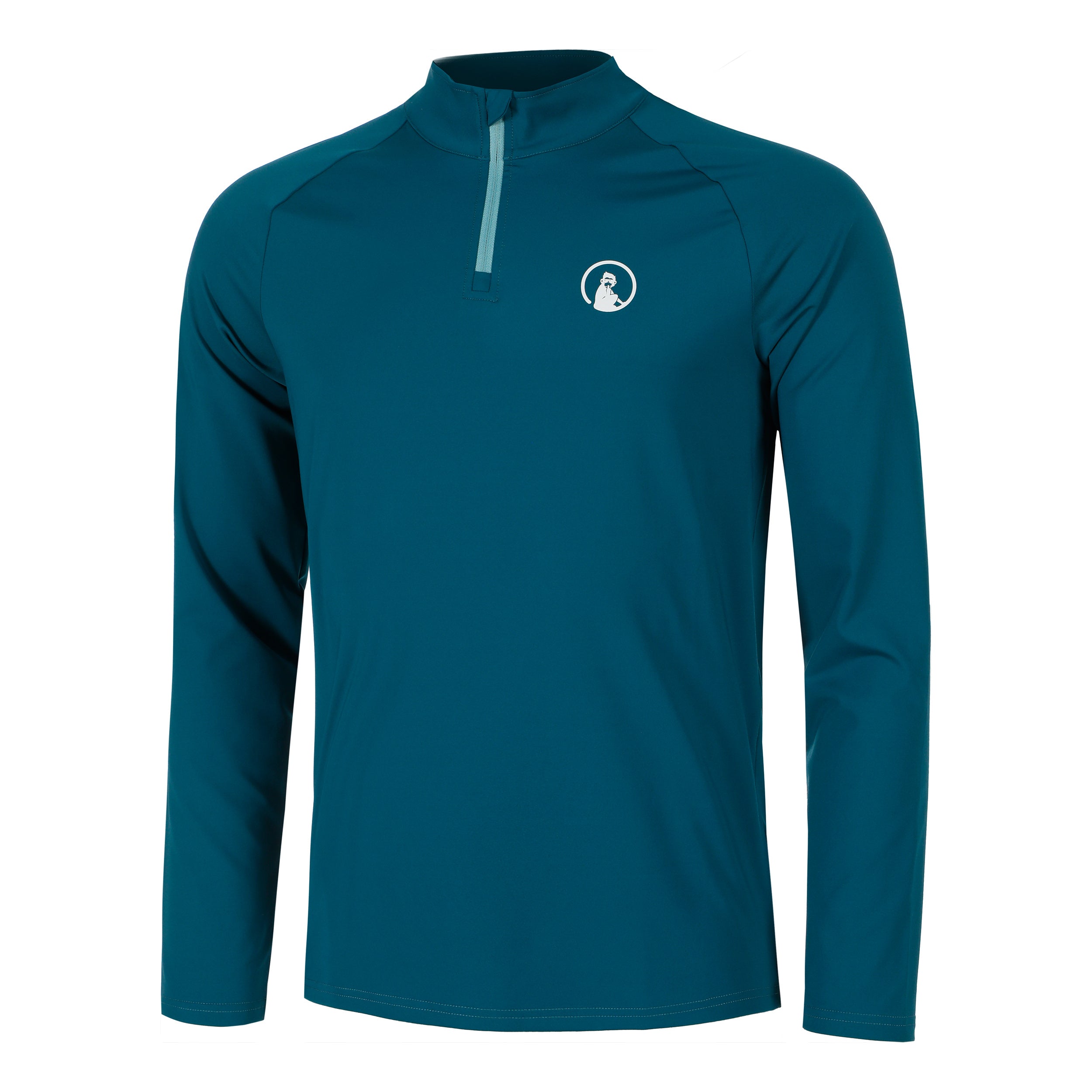 Quiet Please Create Big Serve 1/4 Zip Longsleeve Heren-Petrolblauw,Wit