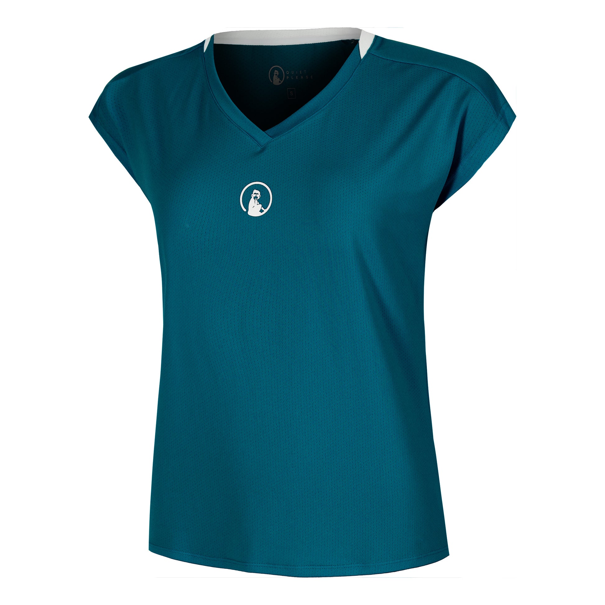 Quiet Please Create Volley T-shirt Femmes-Bleu Petrol, Blanc