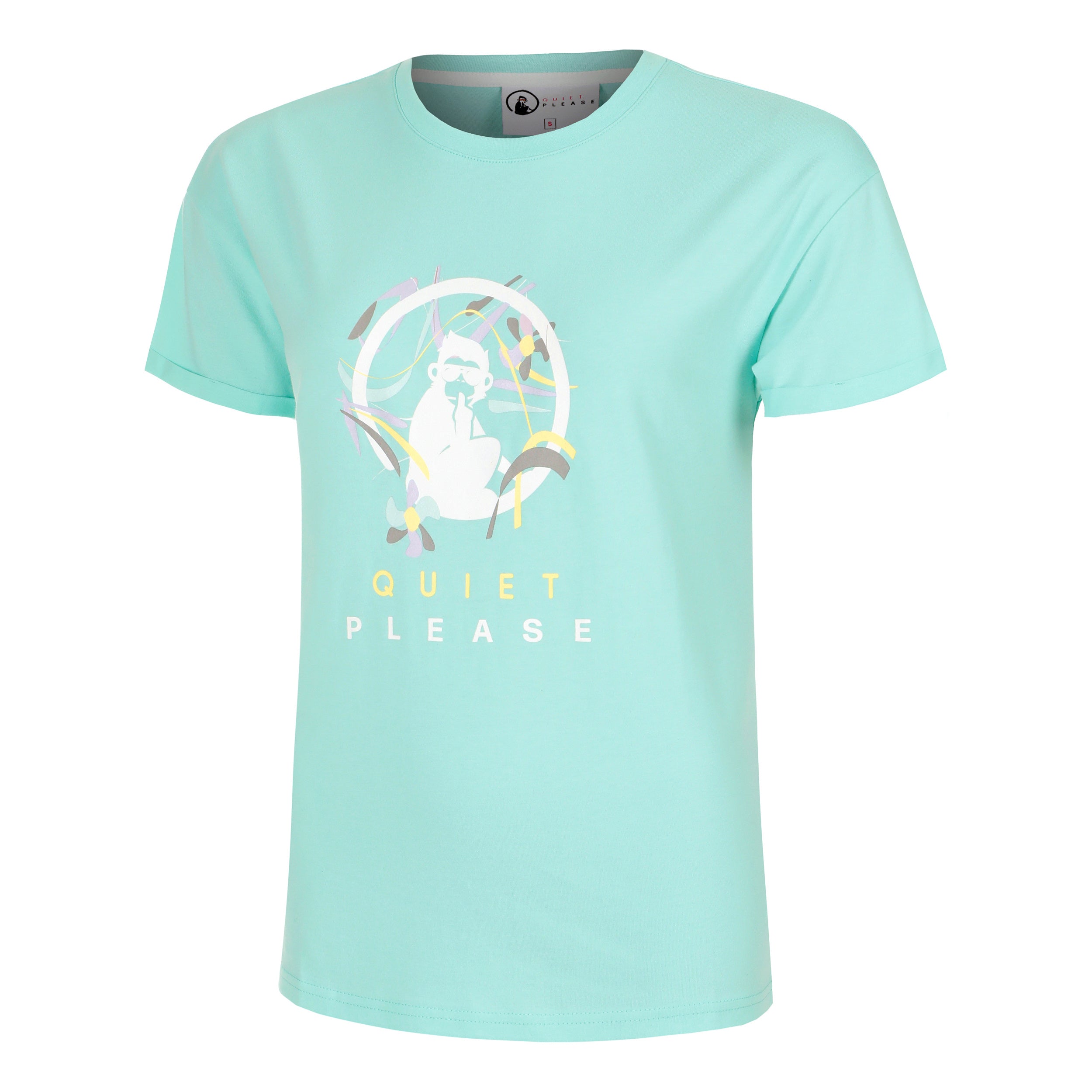 Quiet Please Wild Sketchy T-shirt Dames-Turkoois,Veelkleurig