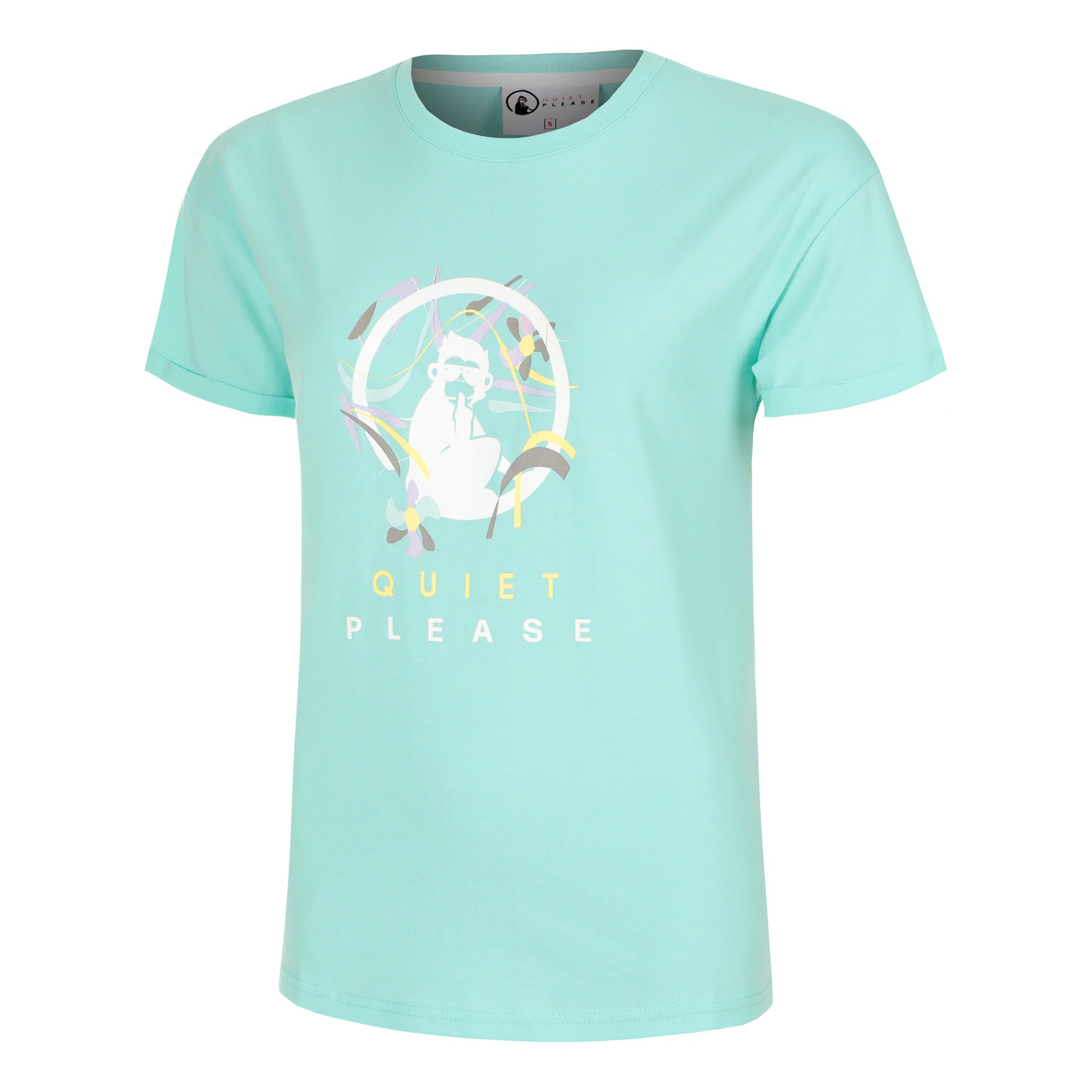 Quiet Please Wild Sketchy T-shirt Femmes-Turquoise,Multicouleur