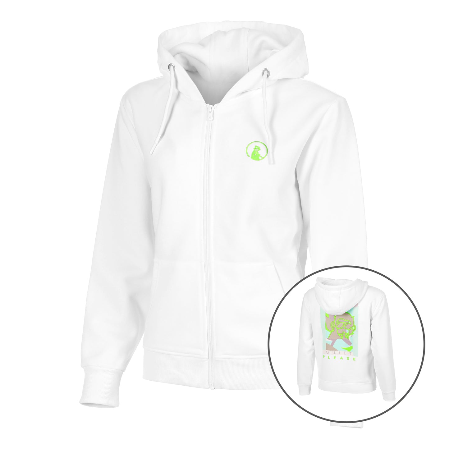 Quiet Please Wild Collage Zip Sportjas Dames-Wit,Veelkleurig