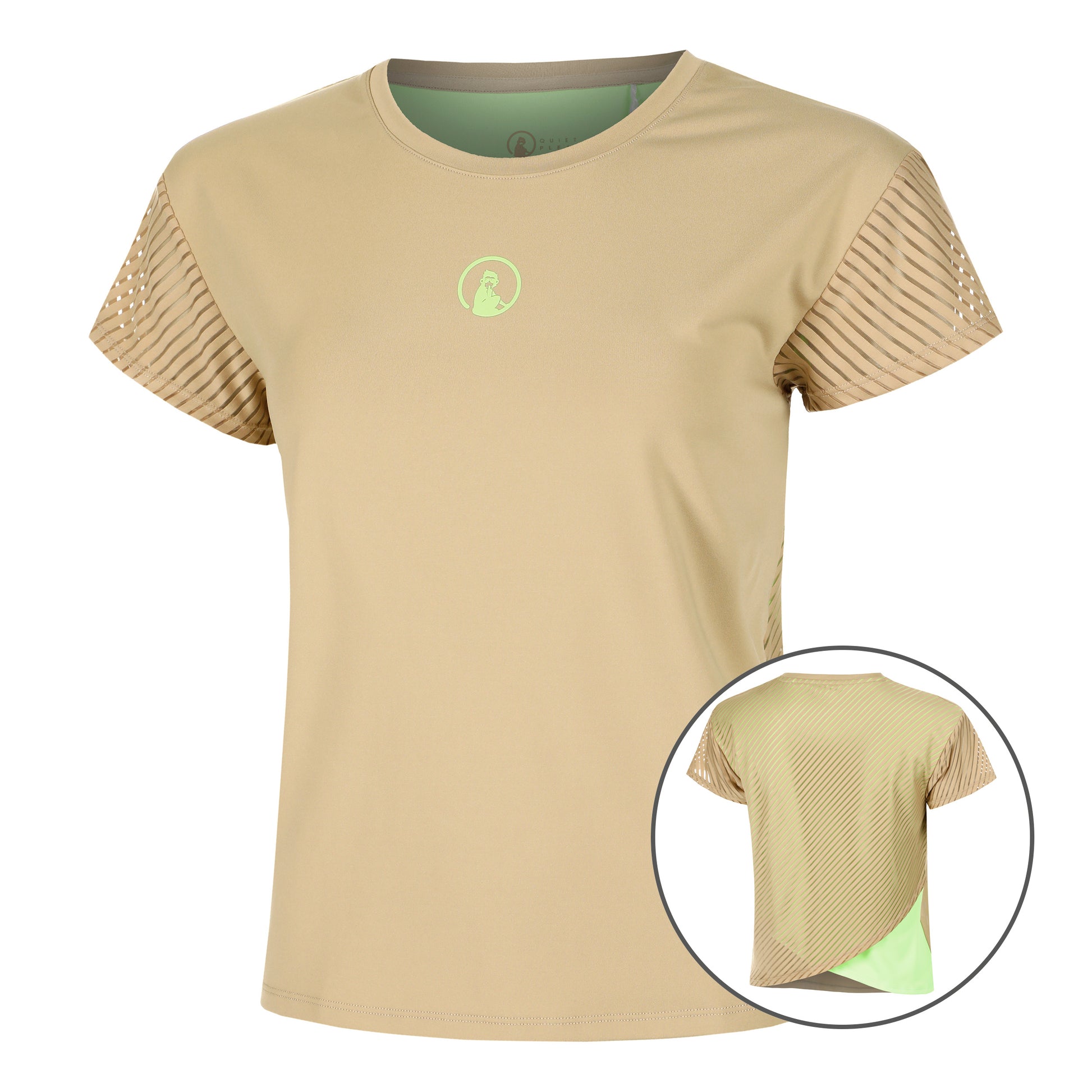 Quiet Please Wild Cross T-shirt Dames-Beige,Neongroen