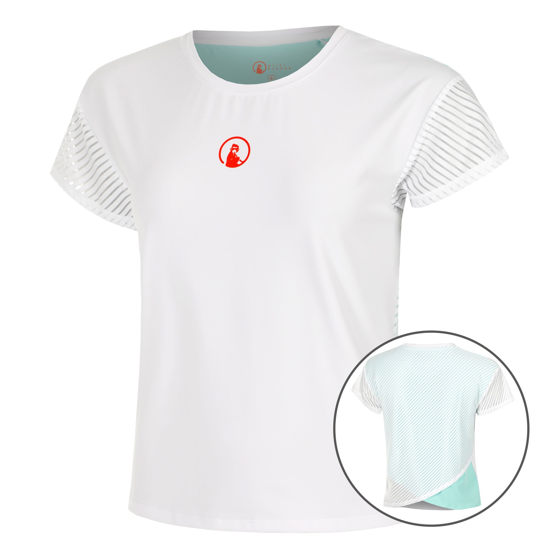 Quiet Please Wild Cross T-shirt Femmes-Blanc,Turquoise