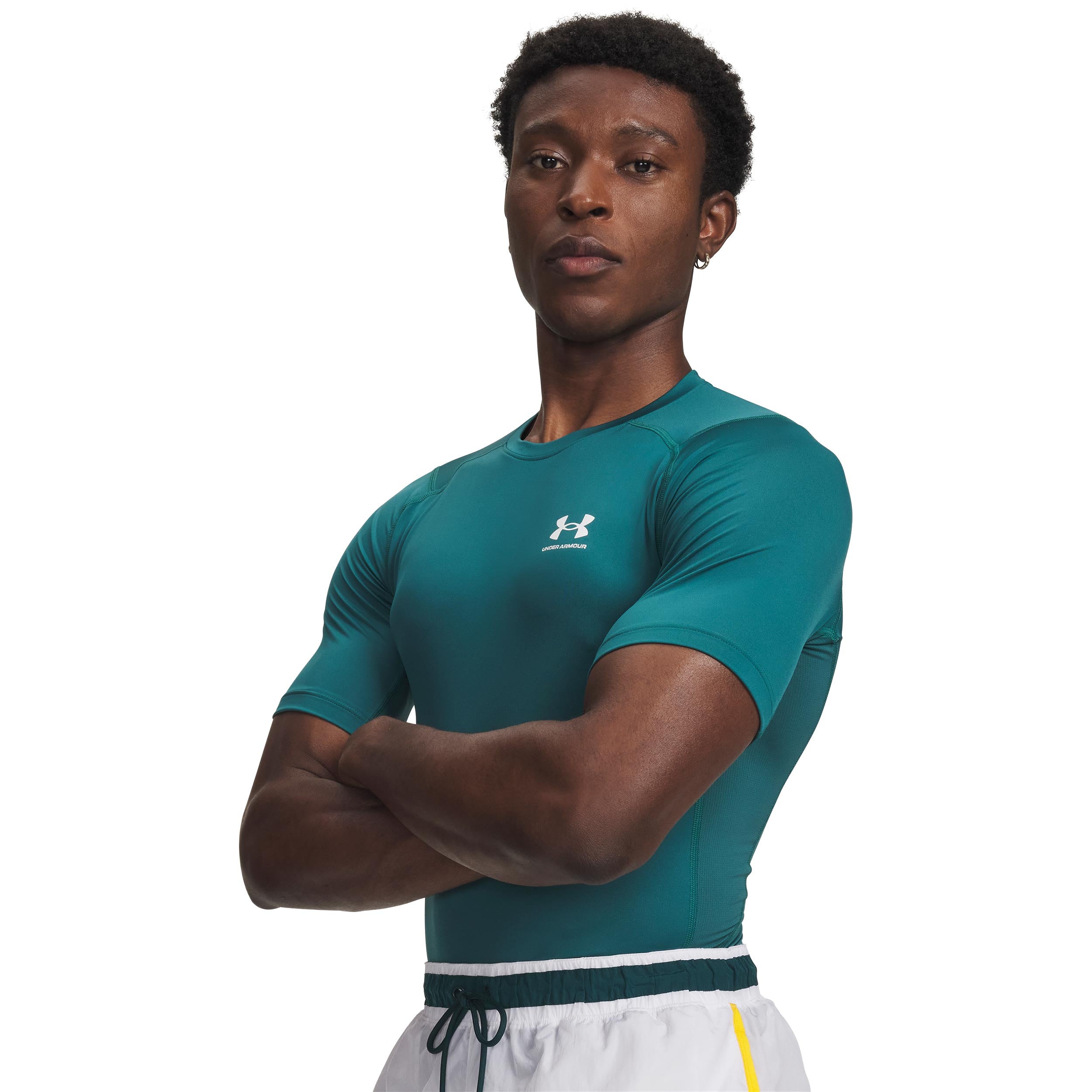 Under Armour Heatgear Comp T-shirt Hommes-vert, blanc