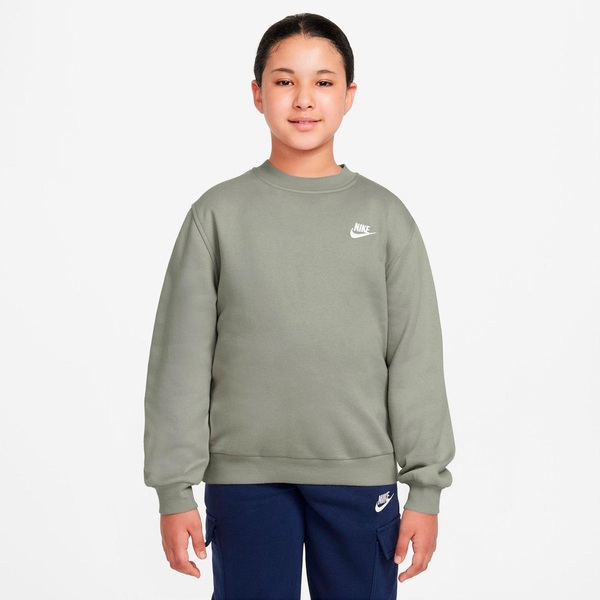Nike Club Fleece Sweatshirt Kinderen - grijsgroen