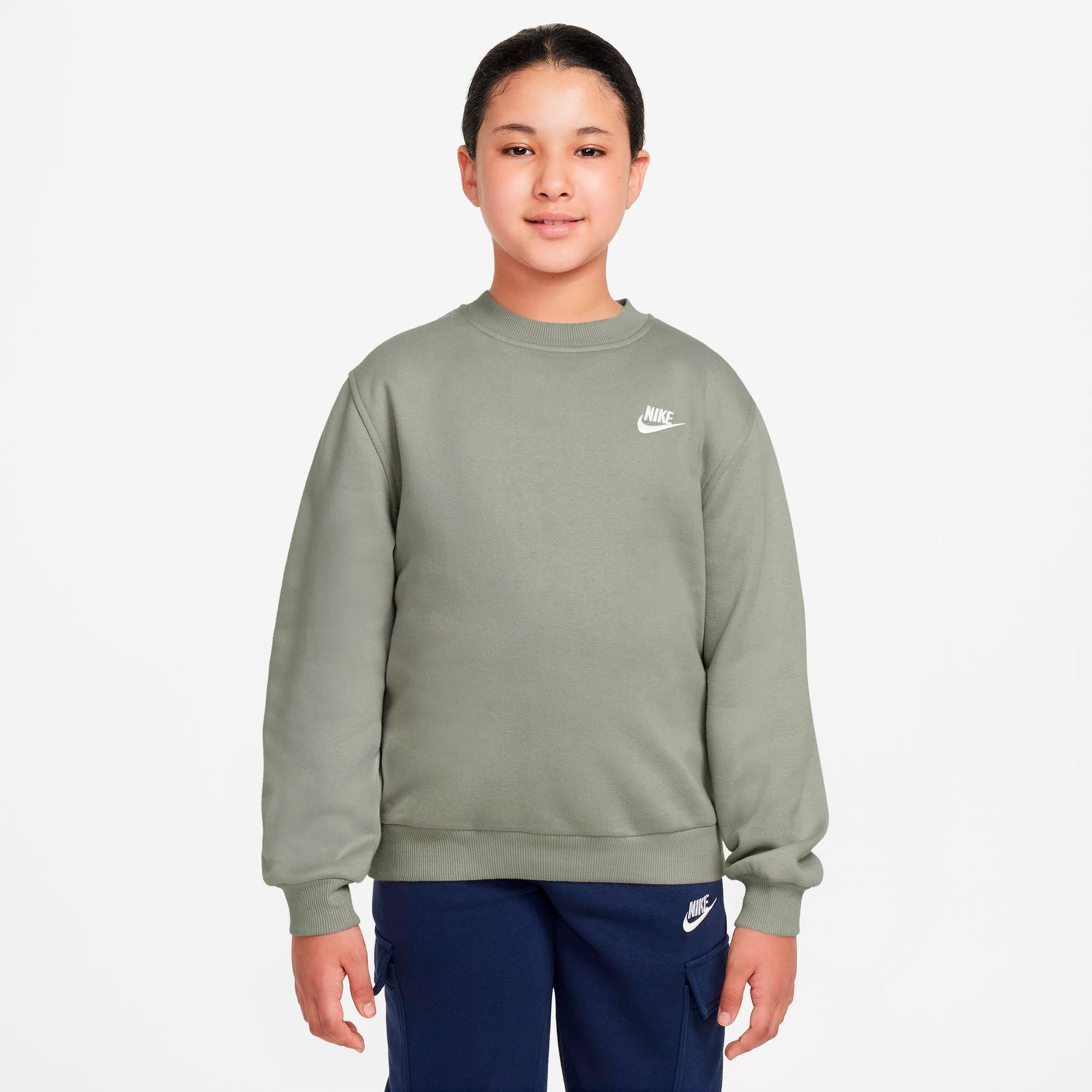 Nike Club Fleece Sweatshirt Kinderen - grijsgroen