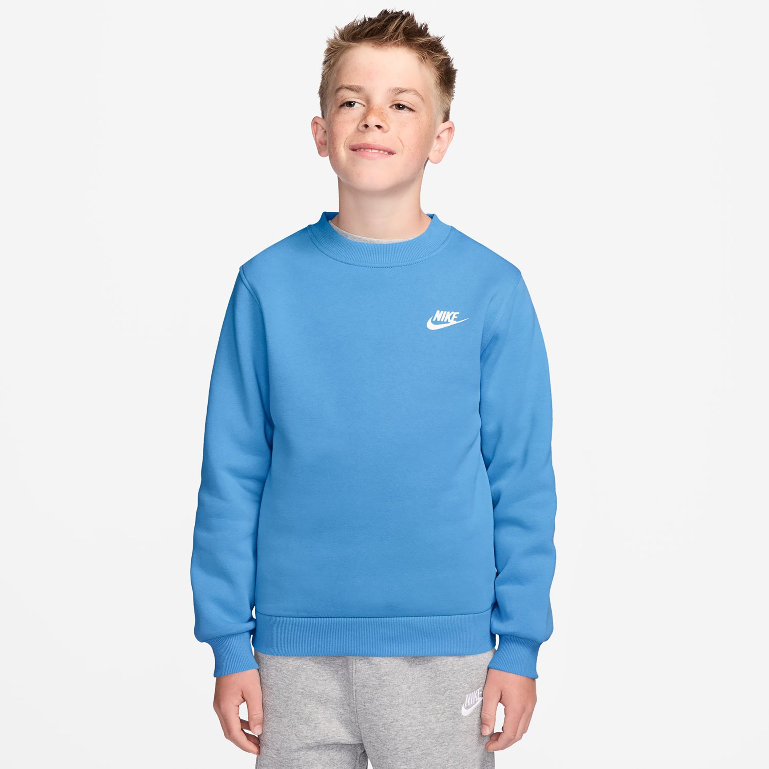Nike Club Fleece Sweatshirt Kinderen - lichtblauw, wit