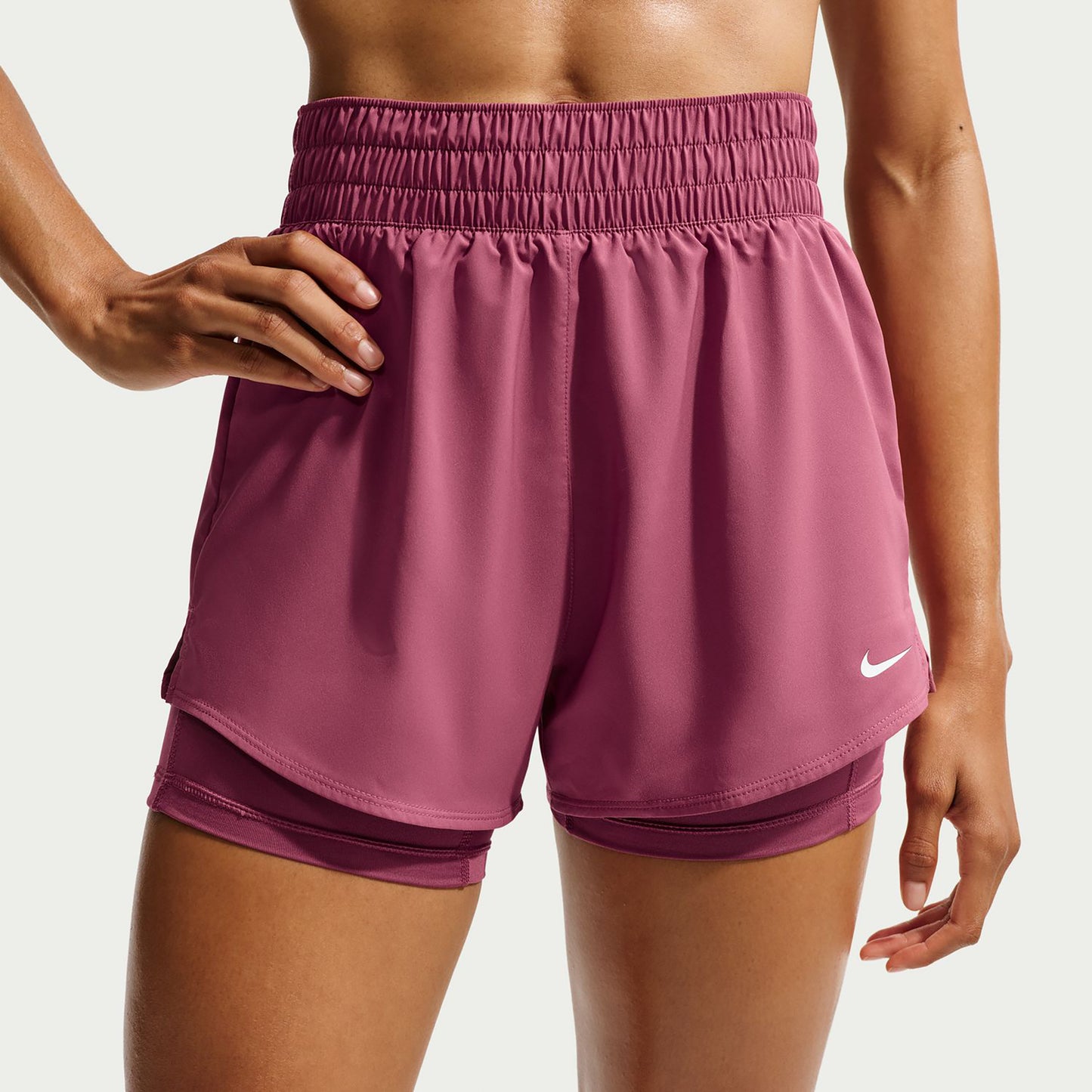 Nike Dri-Fit One High Rise 2in1 3in Shorts Dames - mauve