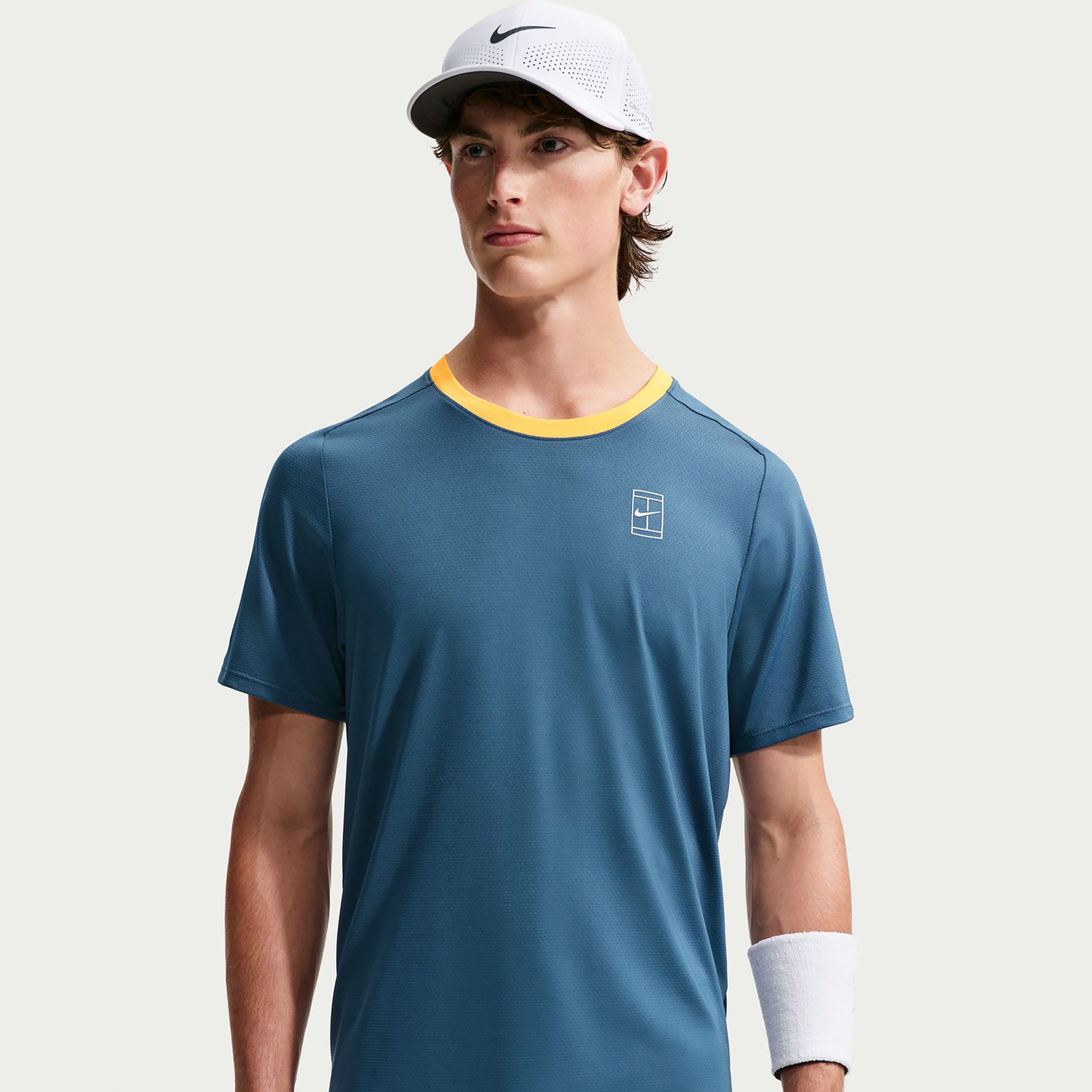 Nike Court Dri-FIT Advantage T-shirt Heren - blauwgrijs, geel