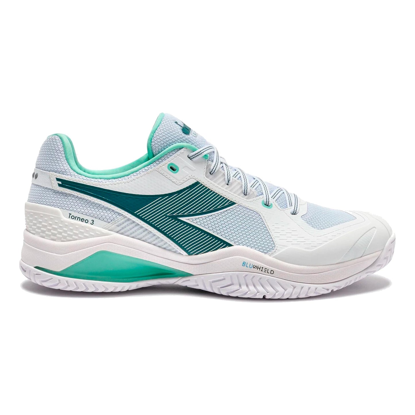 Diadora Blushield Torneo 3 Chaussures toutes surfaces Hommes-blanc, bleu petrol