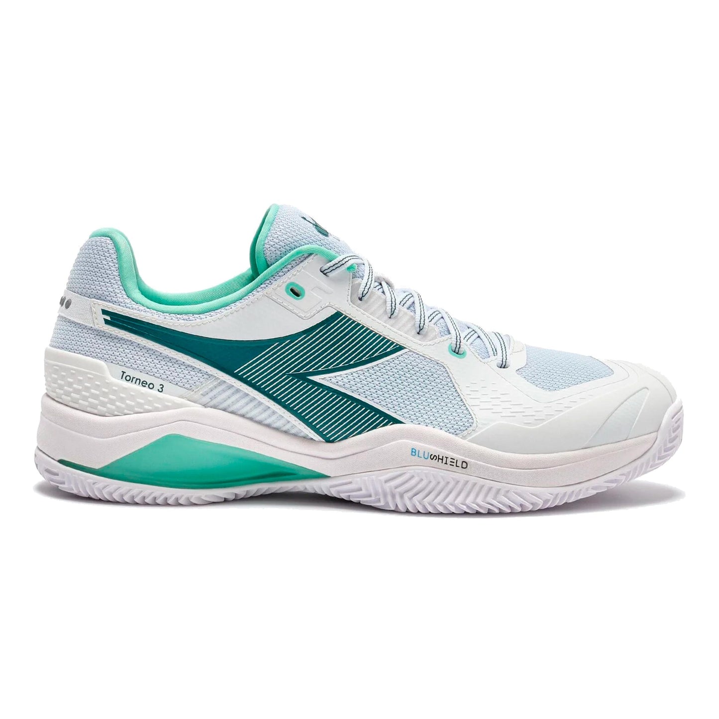 Diadora Blushield Torneo 3 Chaussure terre battue Hommes-blanc, bleu petrol