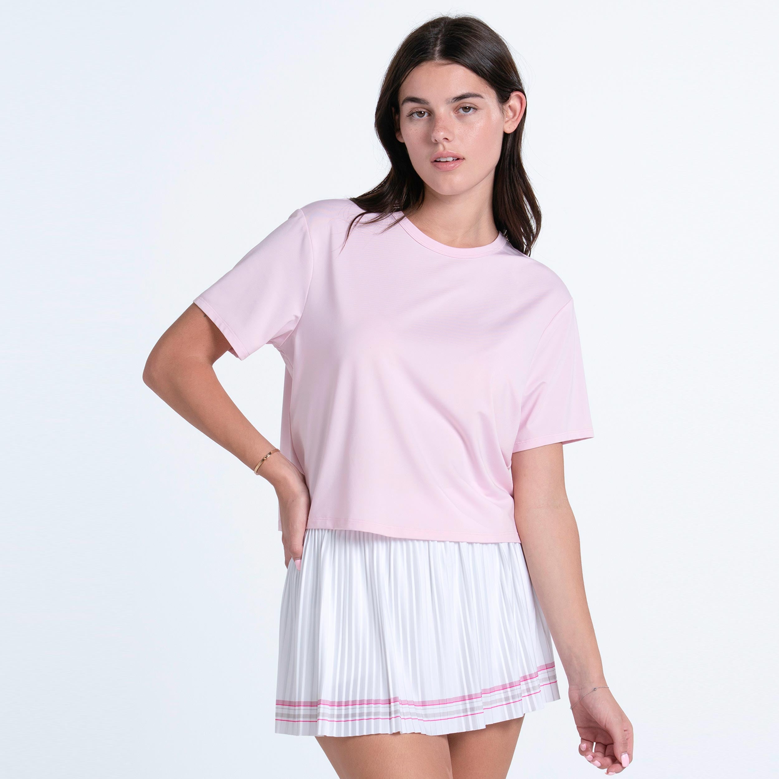 Lucky in Love Power Box T-shirt Dames - roze, wit