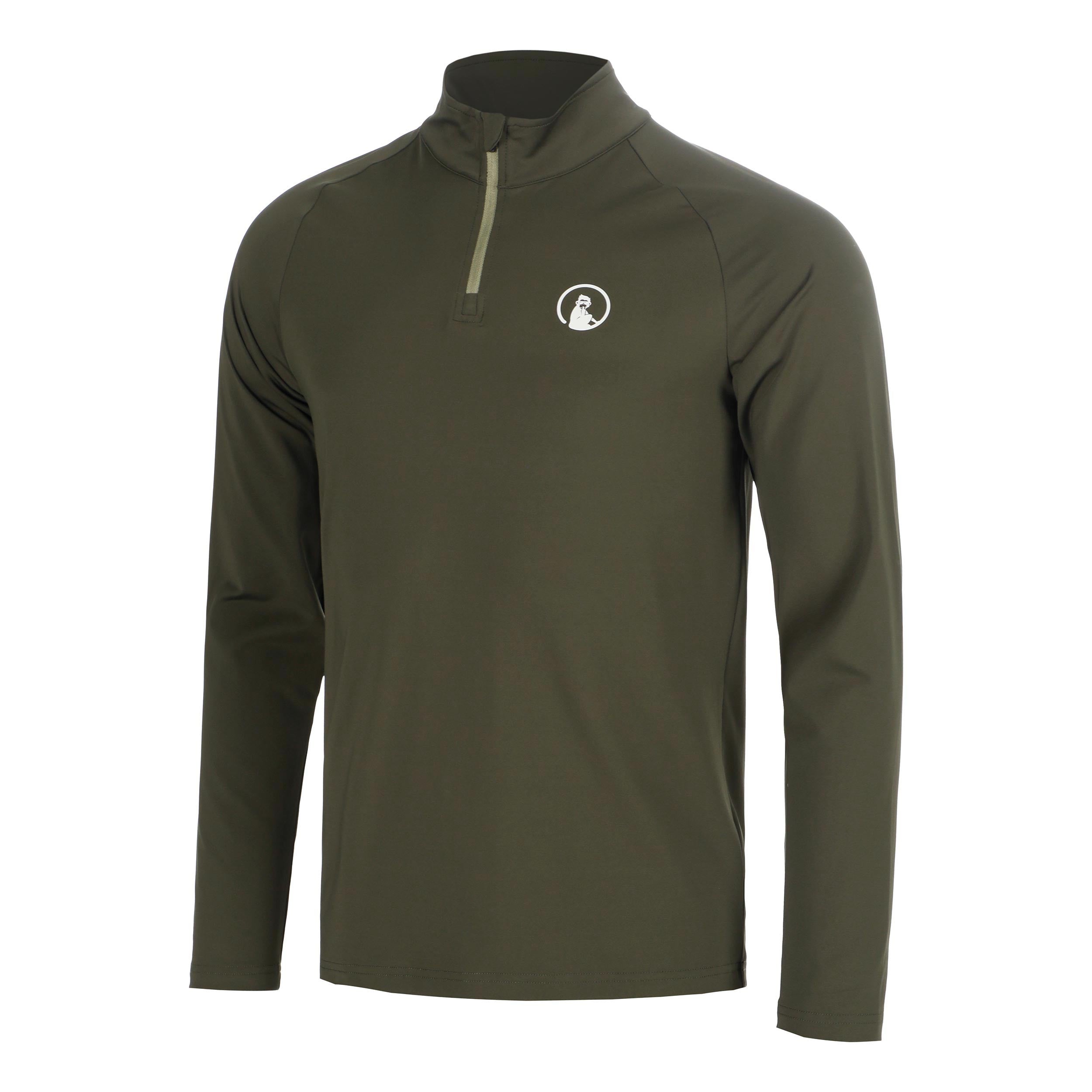 Quiet Please Memories Big Serve 1/4 Zip Haut manches longues Hommes - vert foncé