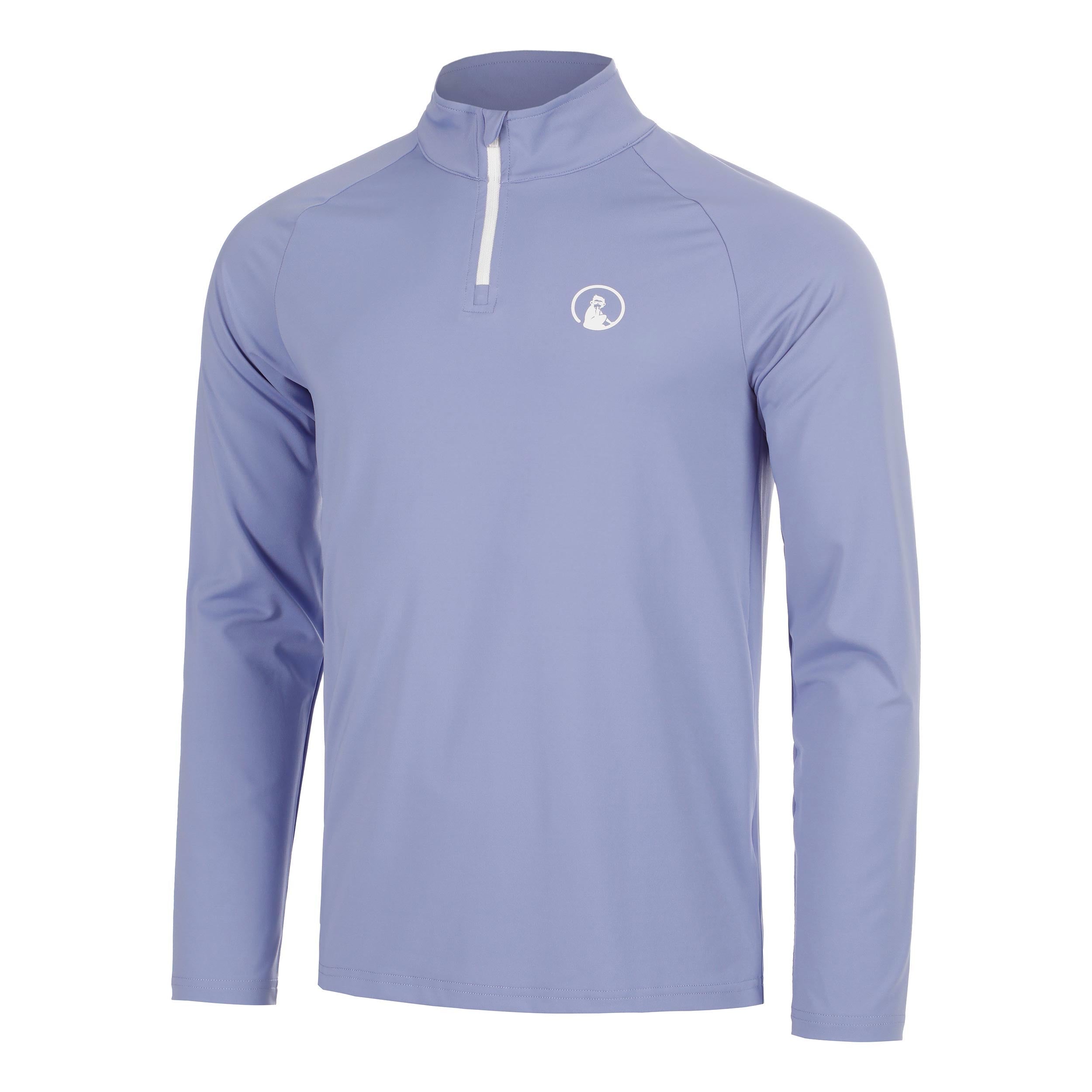 Quiet Please Glow Big Serve 1/4 Zip Haut manches longues Hommes - bleu, crème