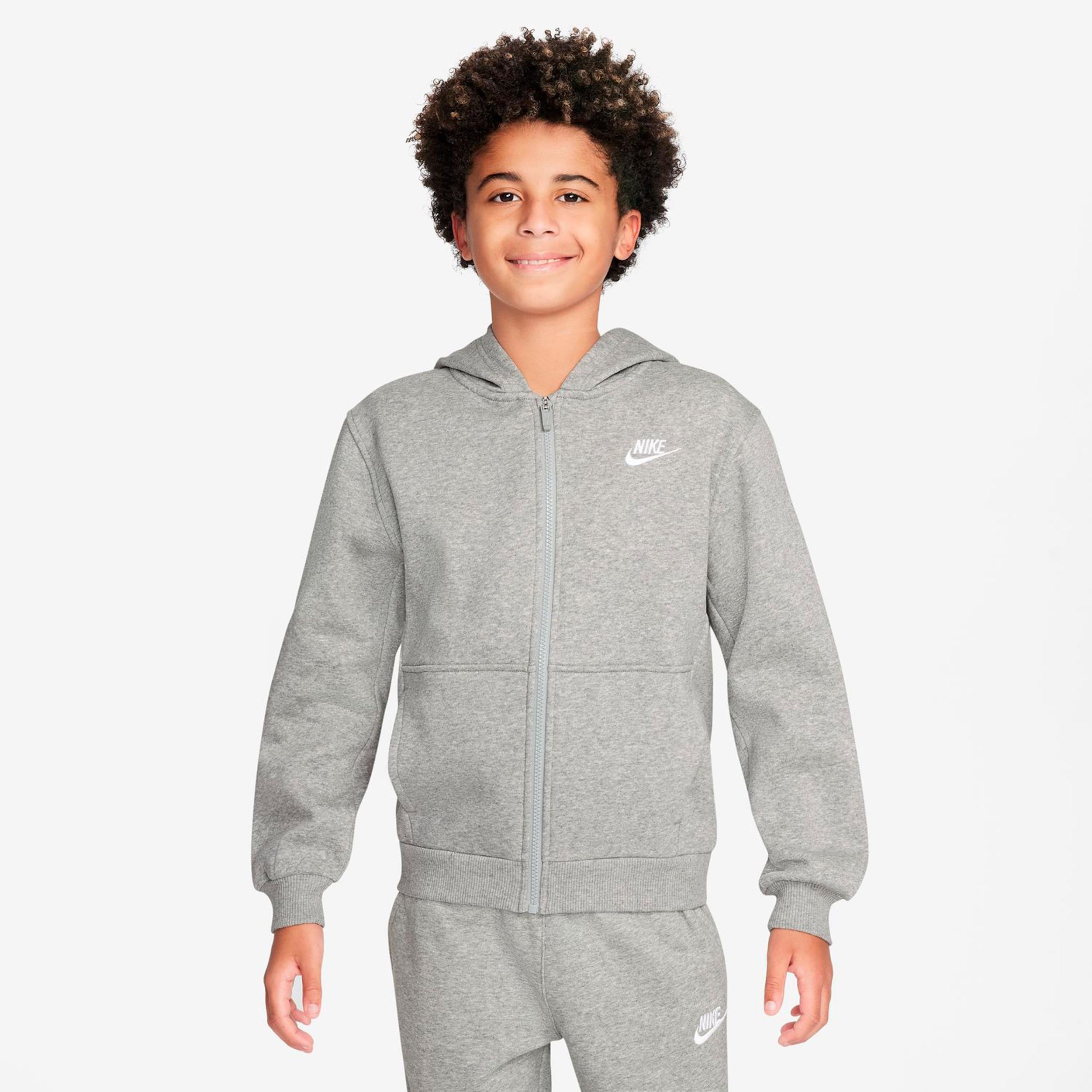 Nike Club Fleece Full-Zip Sportjas Kinderen - grijs